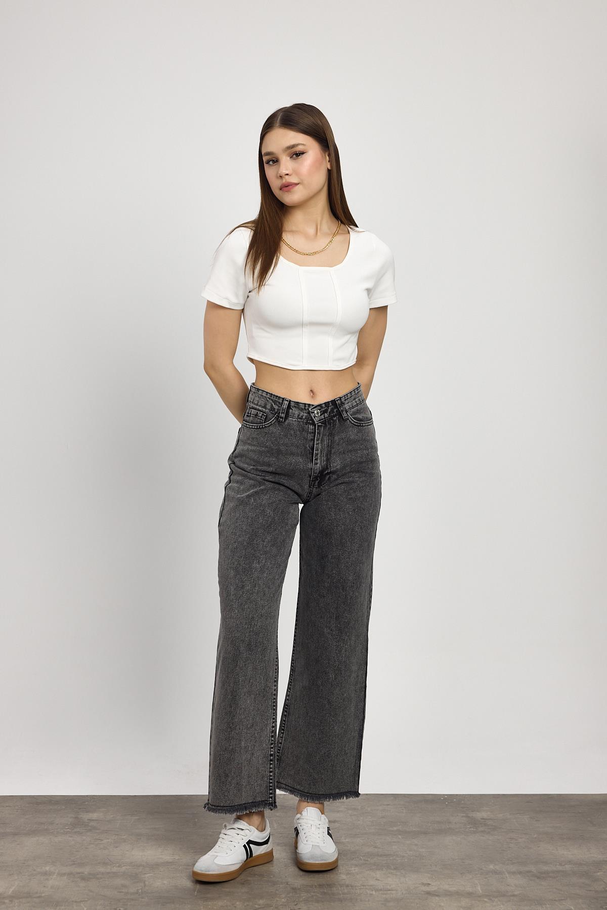Füme Paça Püskül Detay Jean 11020 - 6