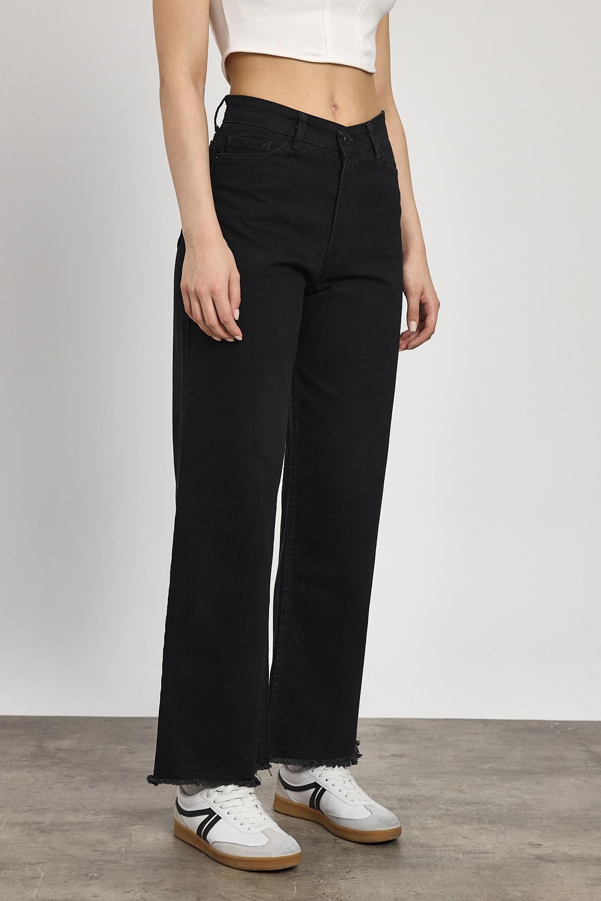 11020 Paça Püskül Detay Jean Siyah - 3