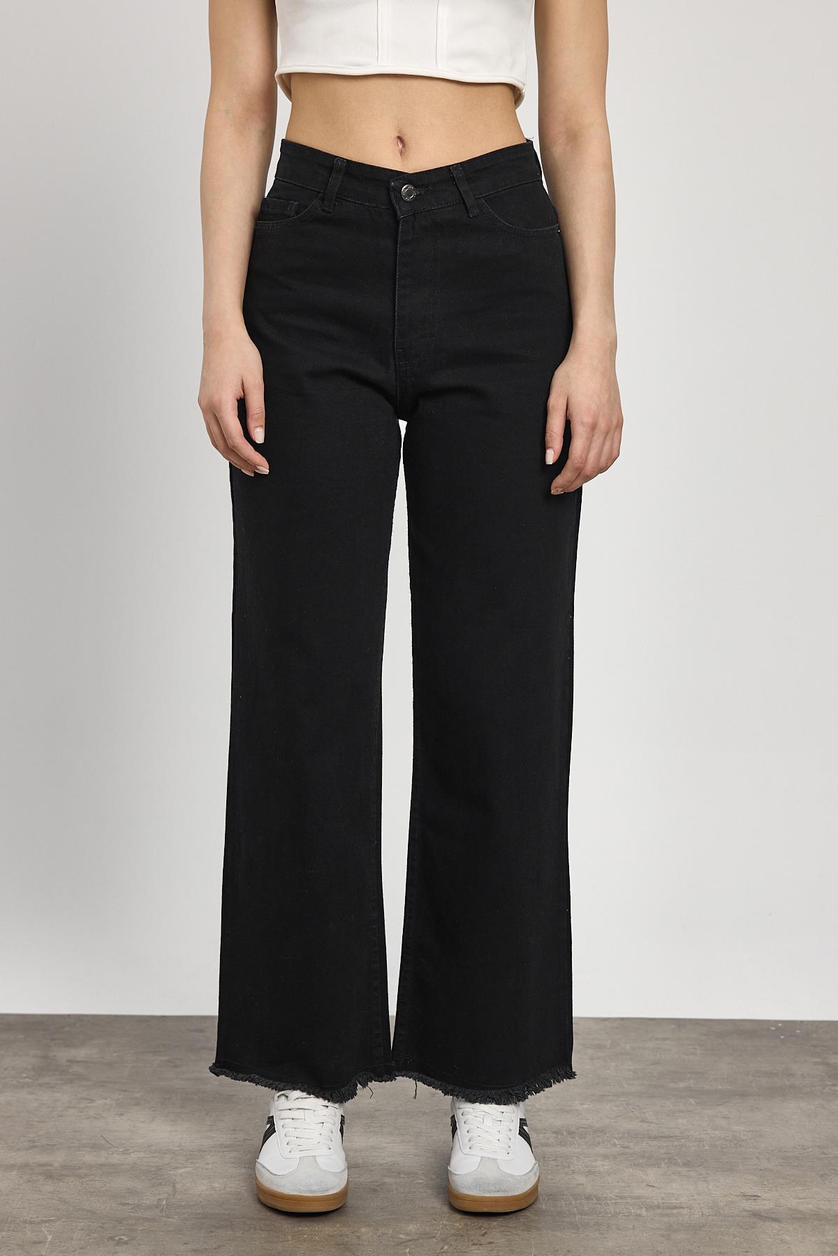 11020 Paça Püskül Detay Jean Siyah - 2