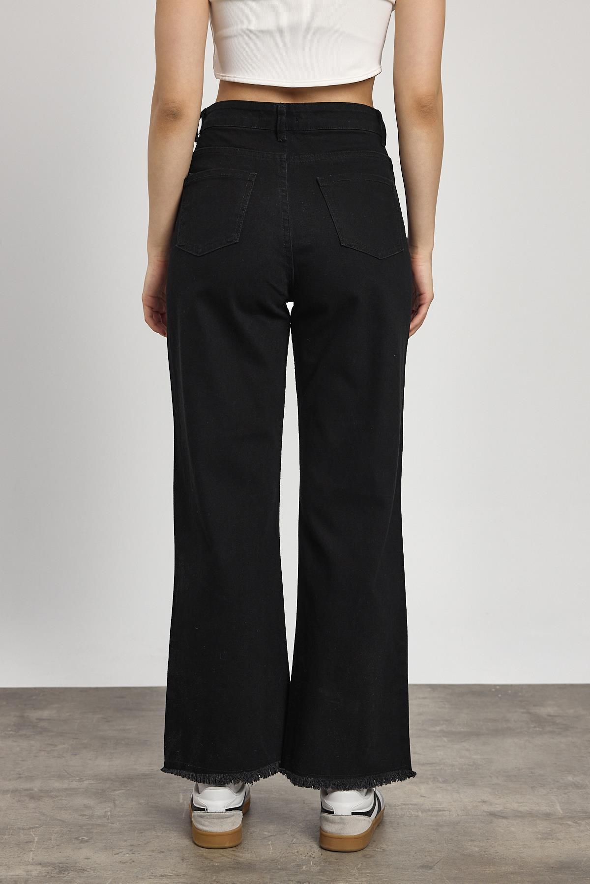 Paça Püskül Detay Jean 11020 Siyah - 5