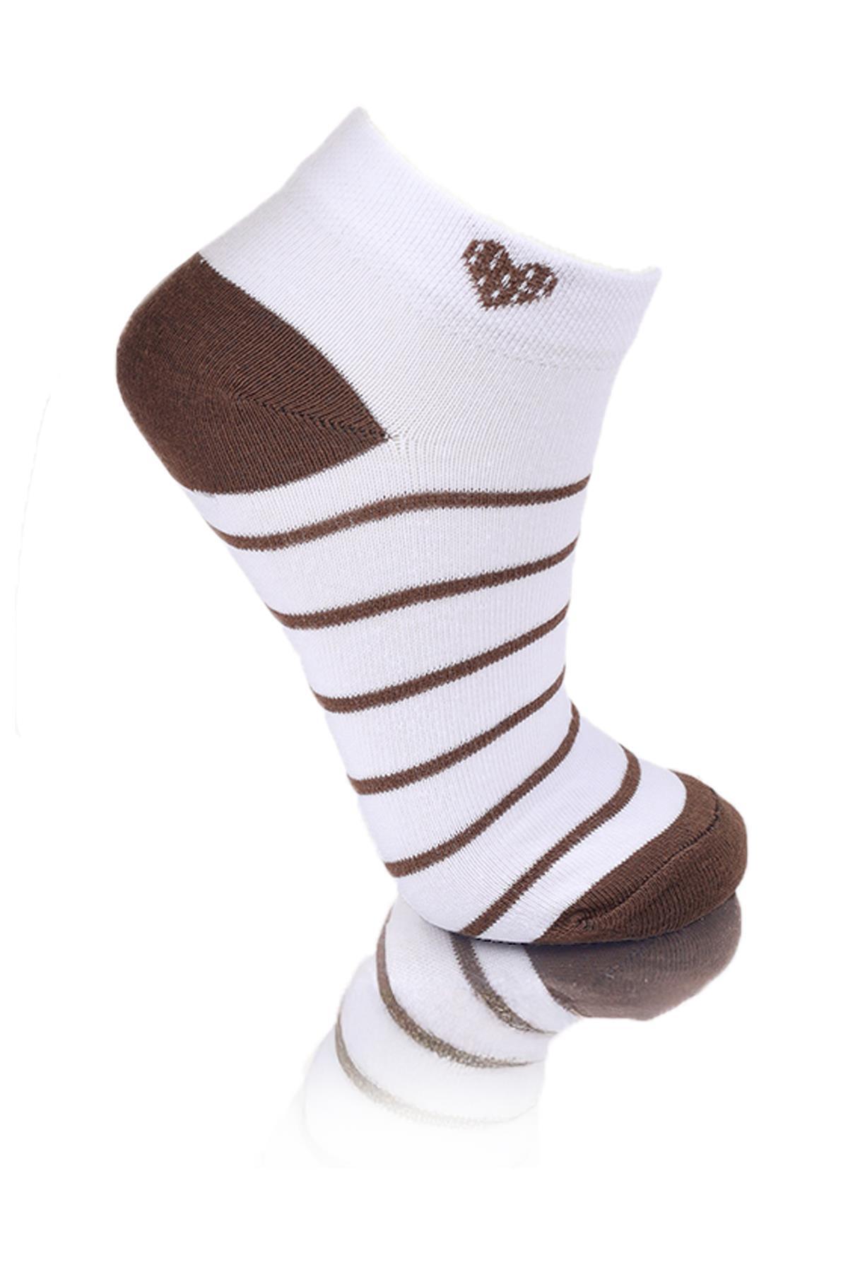 Beyaz Kalp Detay 3'lü Patik Çorap 1103 - 4