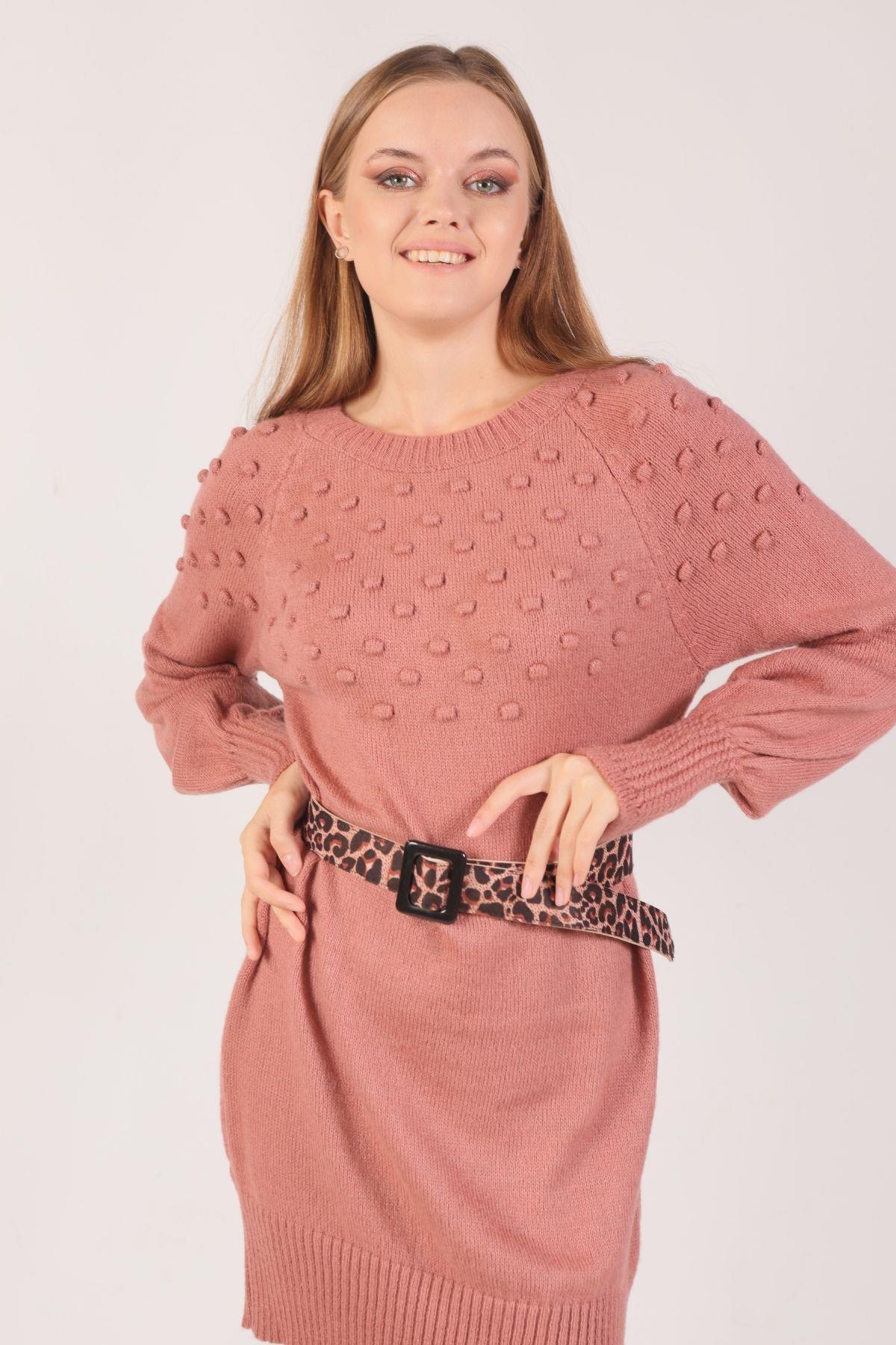 Gül Ponponlu Triko Tunik 1105 - 3