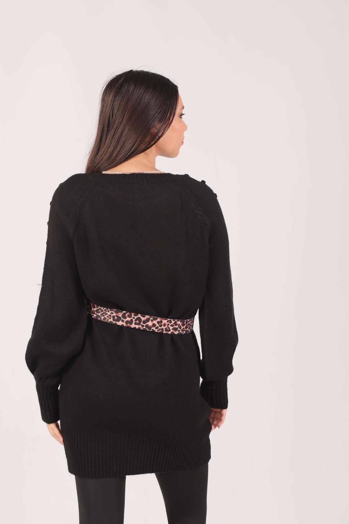 Siyah Ponponlu Triko Tunik 1105 - 3