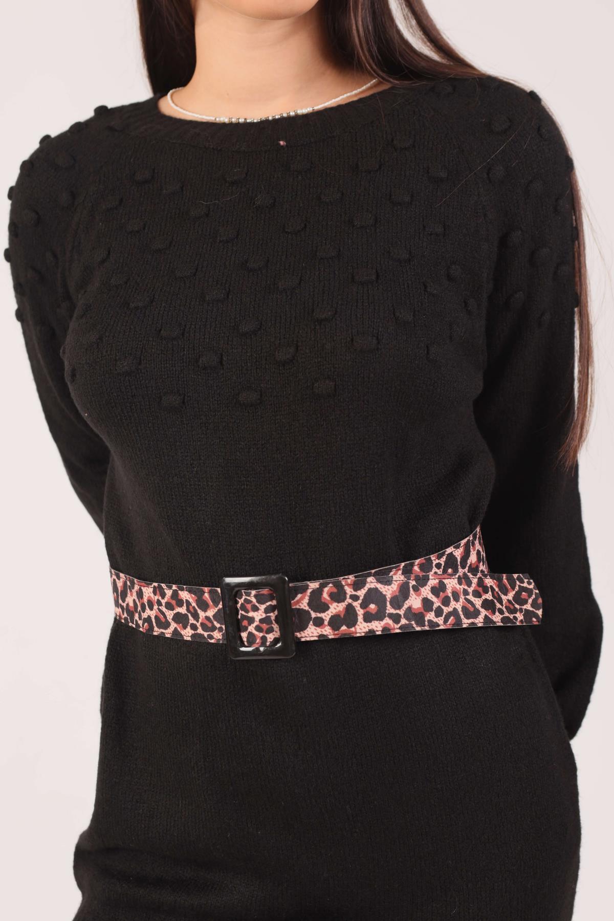 Siyah Ponponlu Triko Tunik 1105 - 4