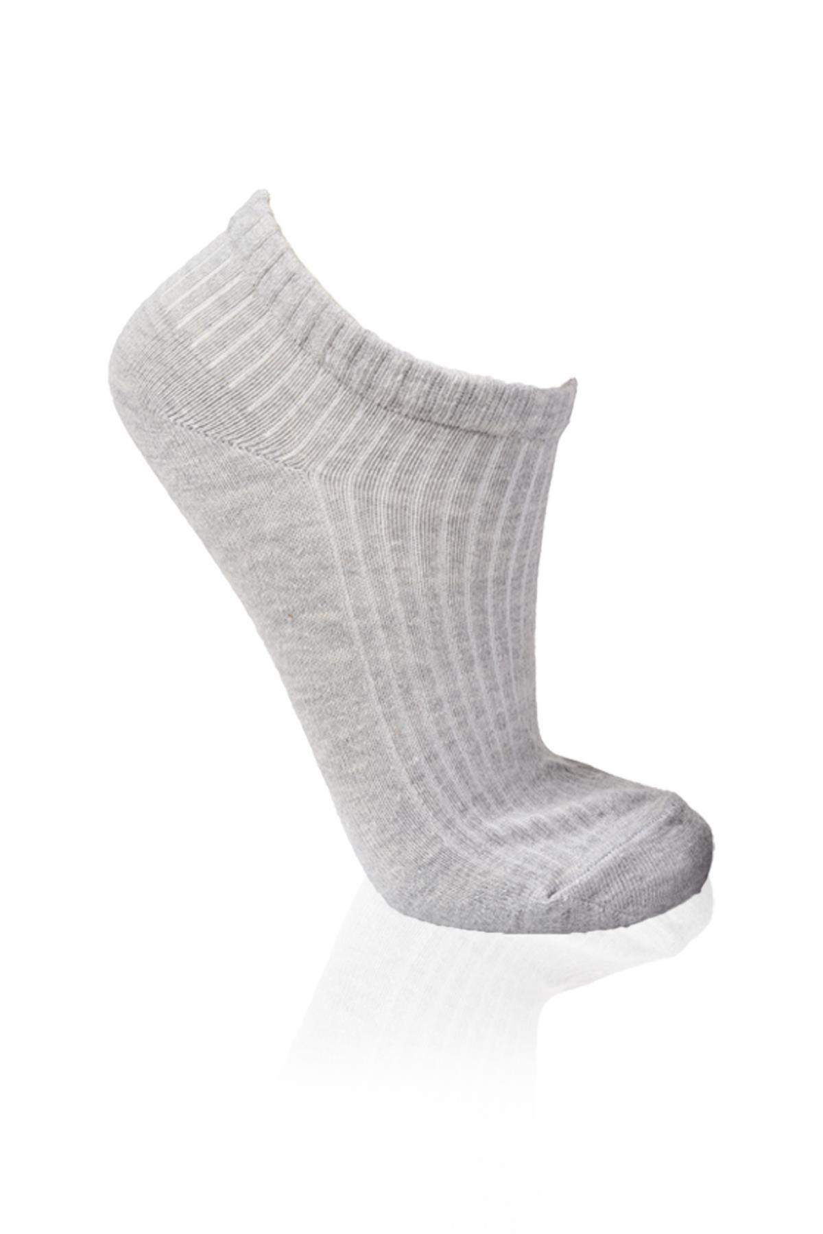1106 3'lü Derbili Kadın Patik Çorap Beyaz-Gri-Siyah - 3
