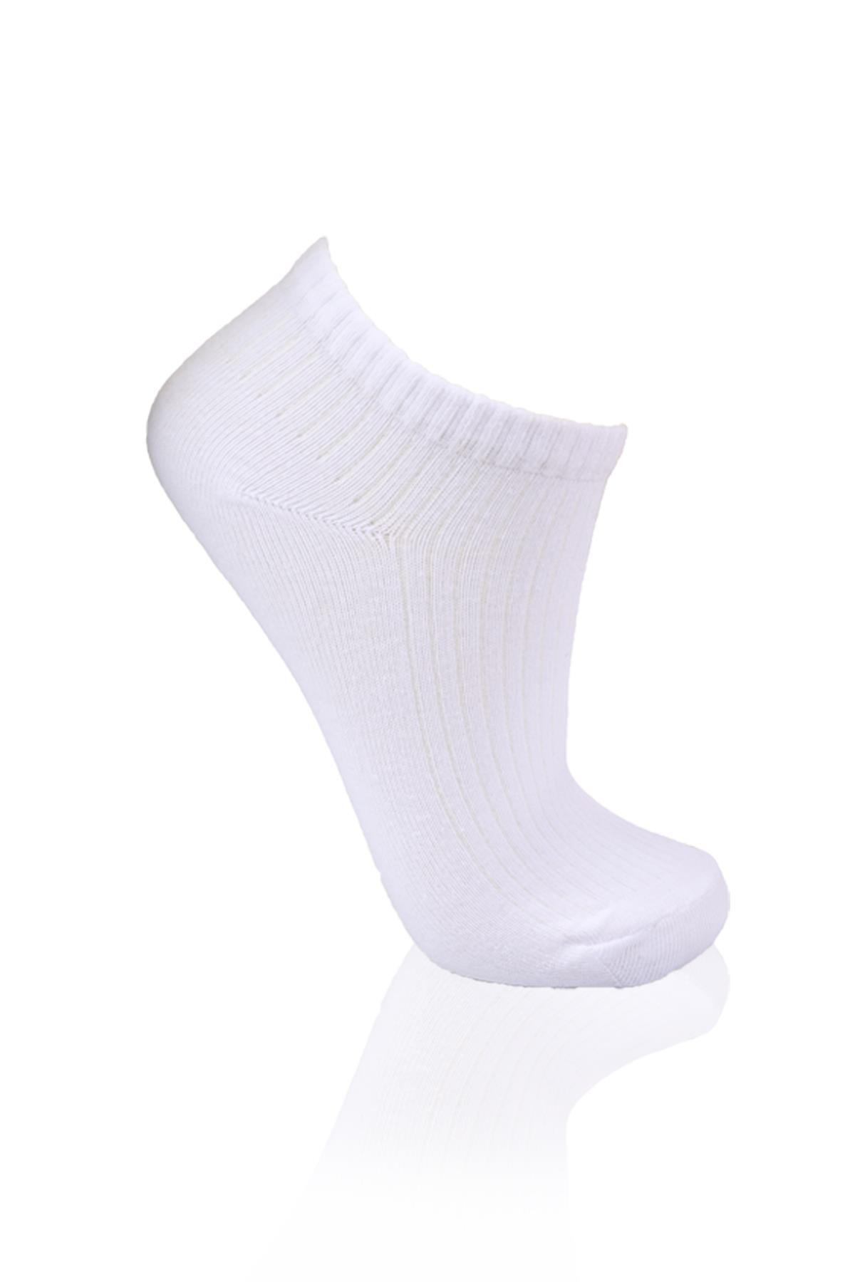 1106 3'lü Derbili Kadın Patik Çorap Beyaz-Gri-Siyah - 5