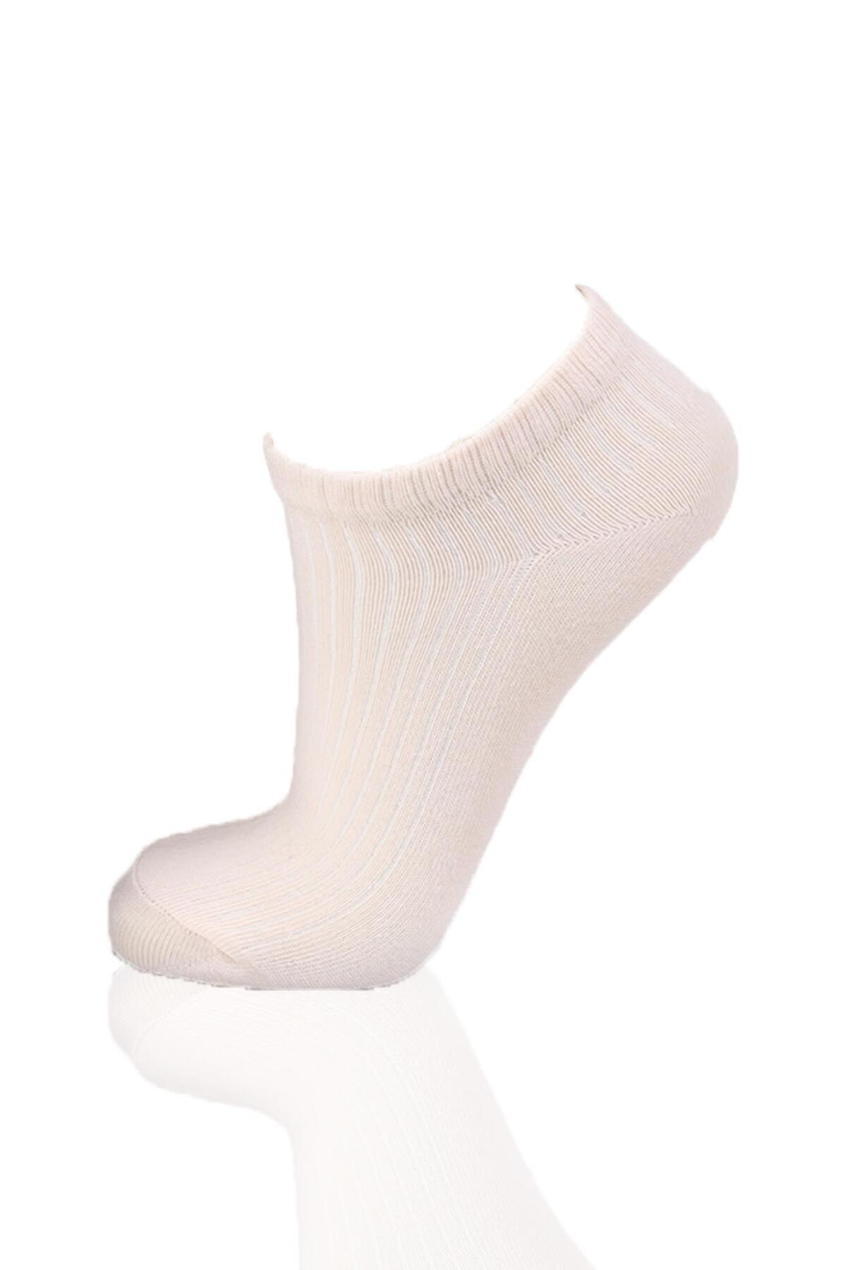 1106 3'lü Derbili Kadın Patik Çorap Laci-Ekru-Vizon - 5