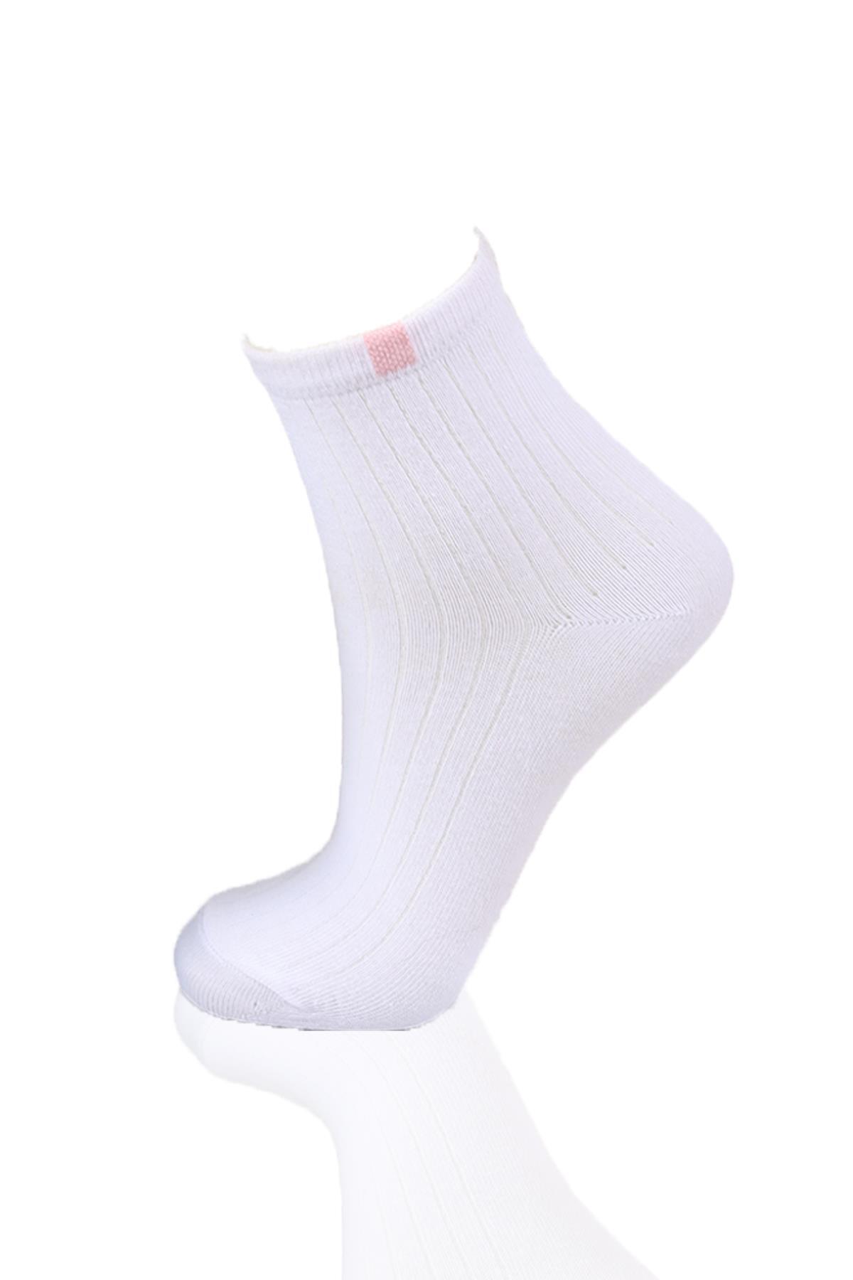 1107 Yarım Konç 3'lü Çorap Mavi-Pembe-Beyaz - 4