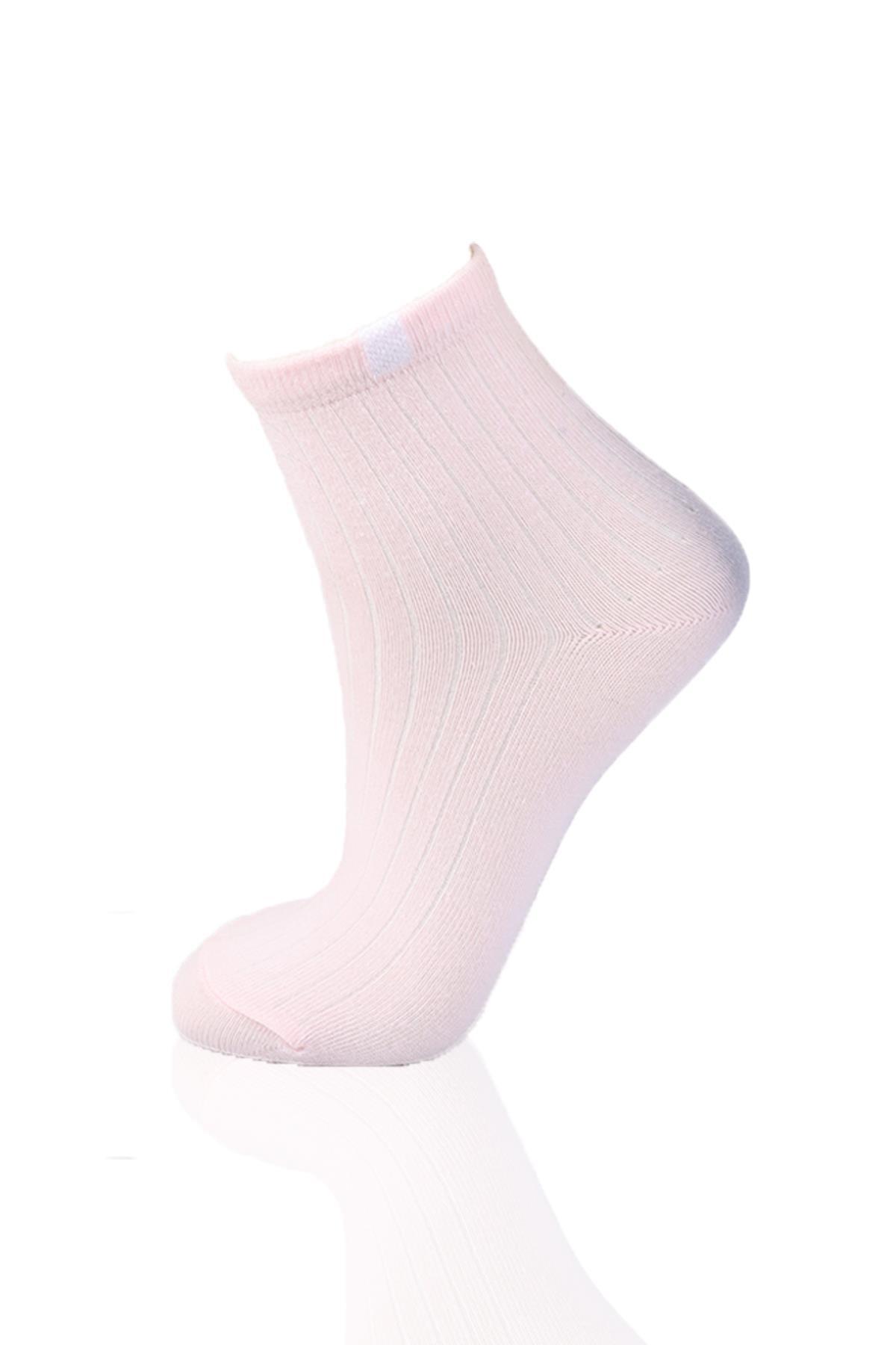 Mavi-Pembe-Beyaz Yarım Konç 3'lü Çorap 1107 - 3