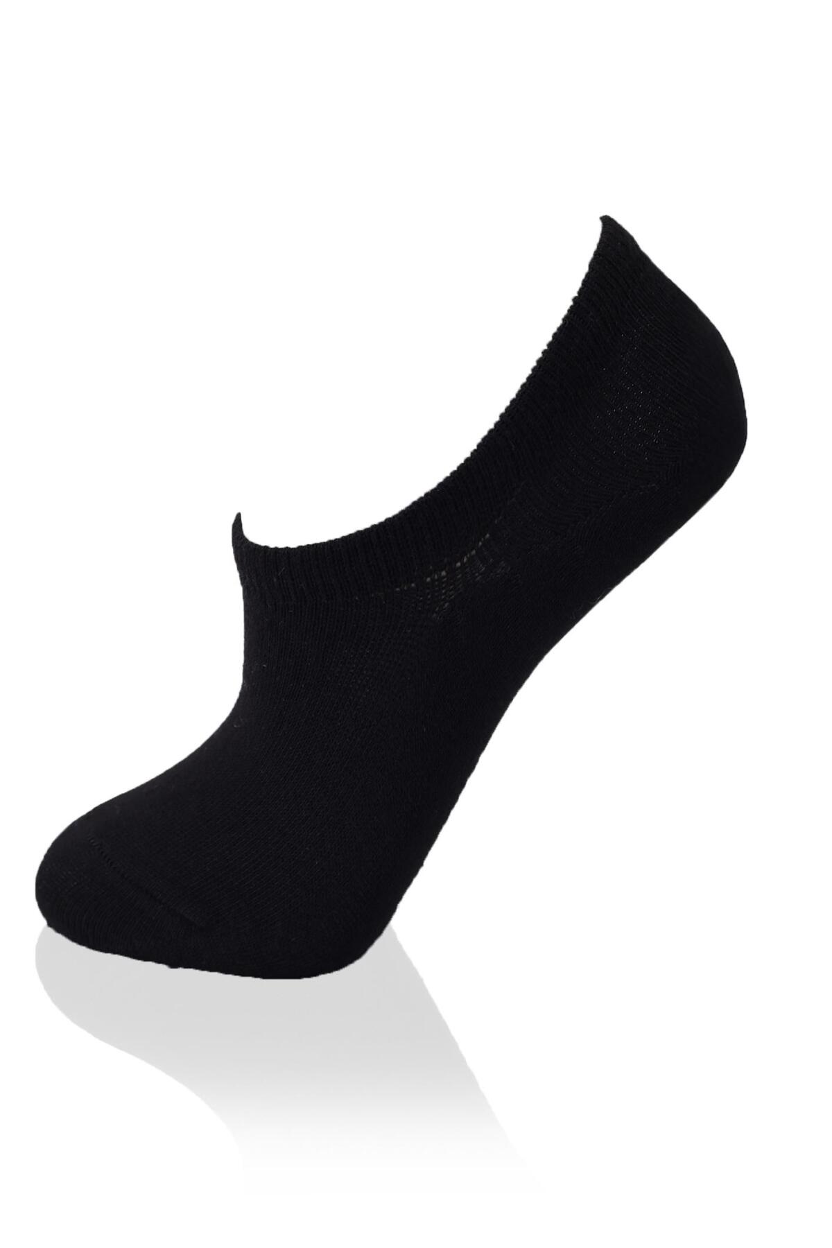 Siyah Yuvarlak Lastik 3'lü Sneaker Çorap 1108 - 2