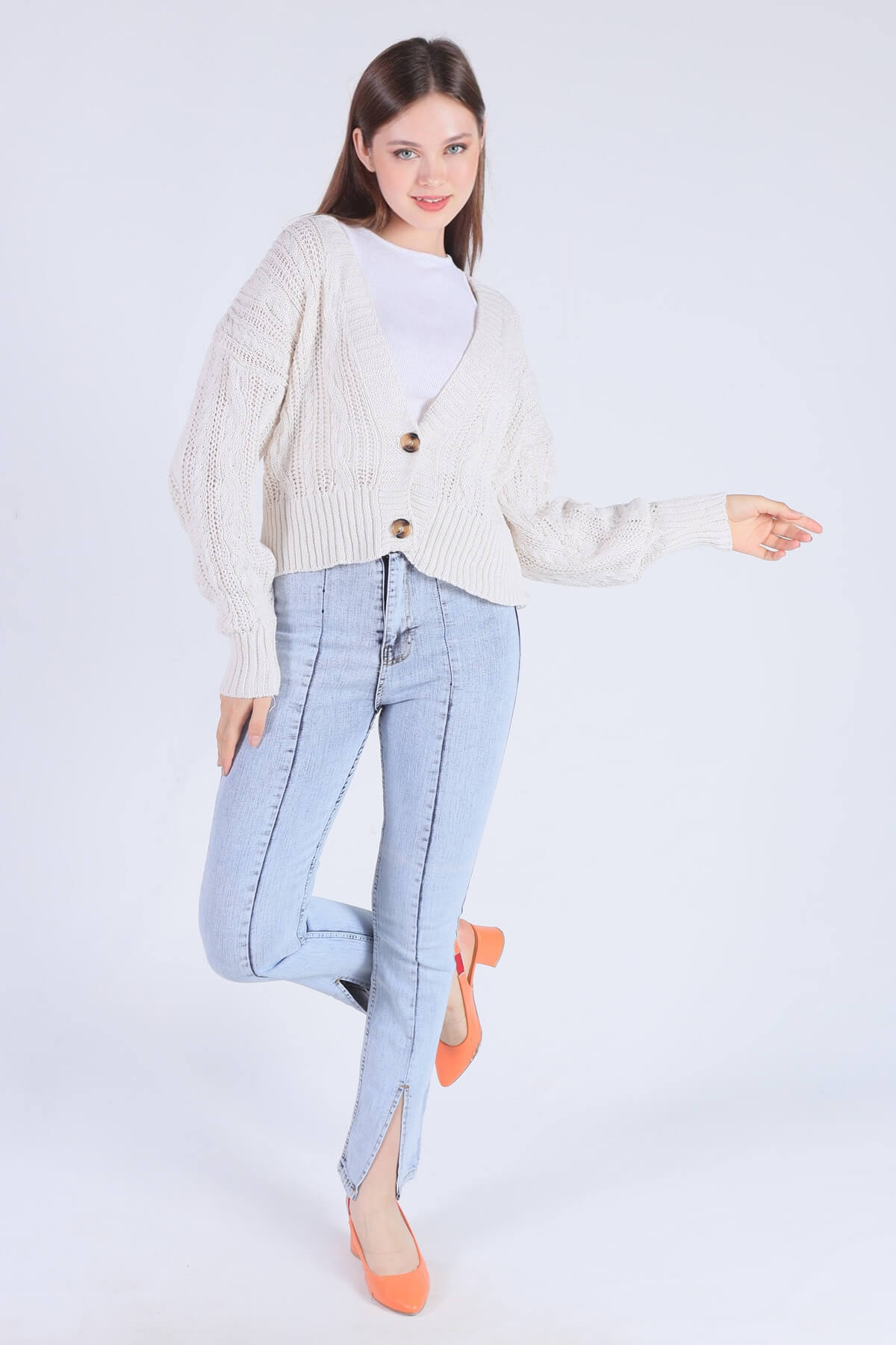 Buz Önden Yırtmaçlı Pantolon 11099 - 1