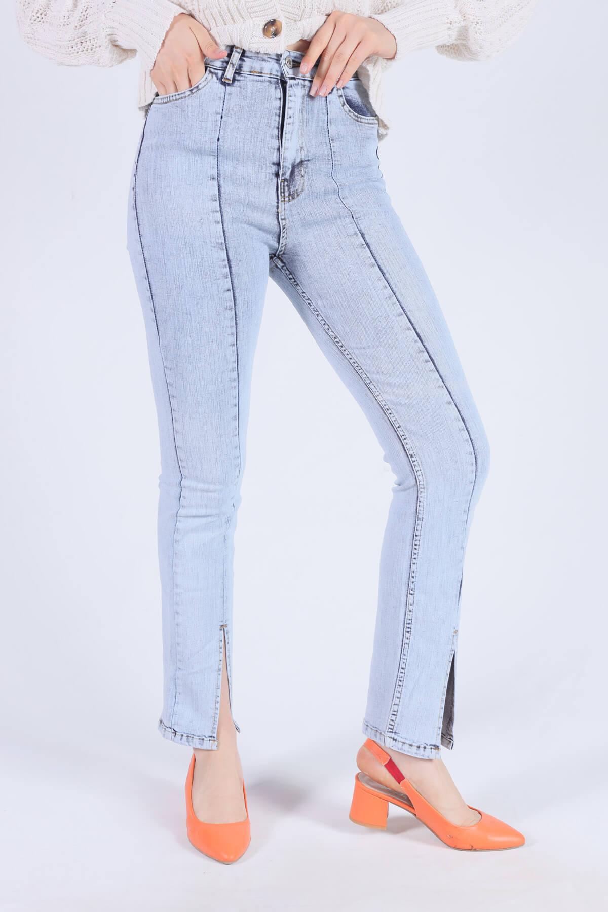 Buz Önden Yırtmaçlı Pantolon 11099 - 3