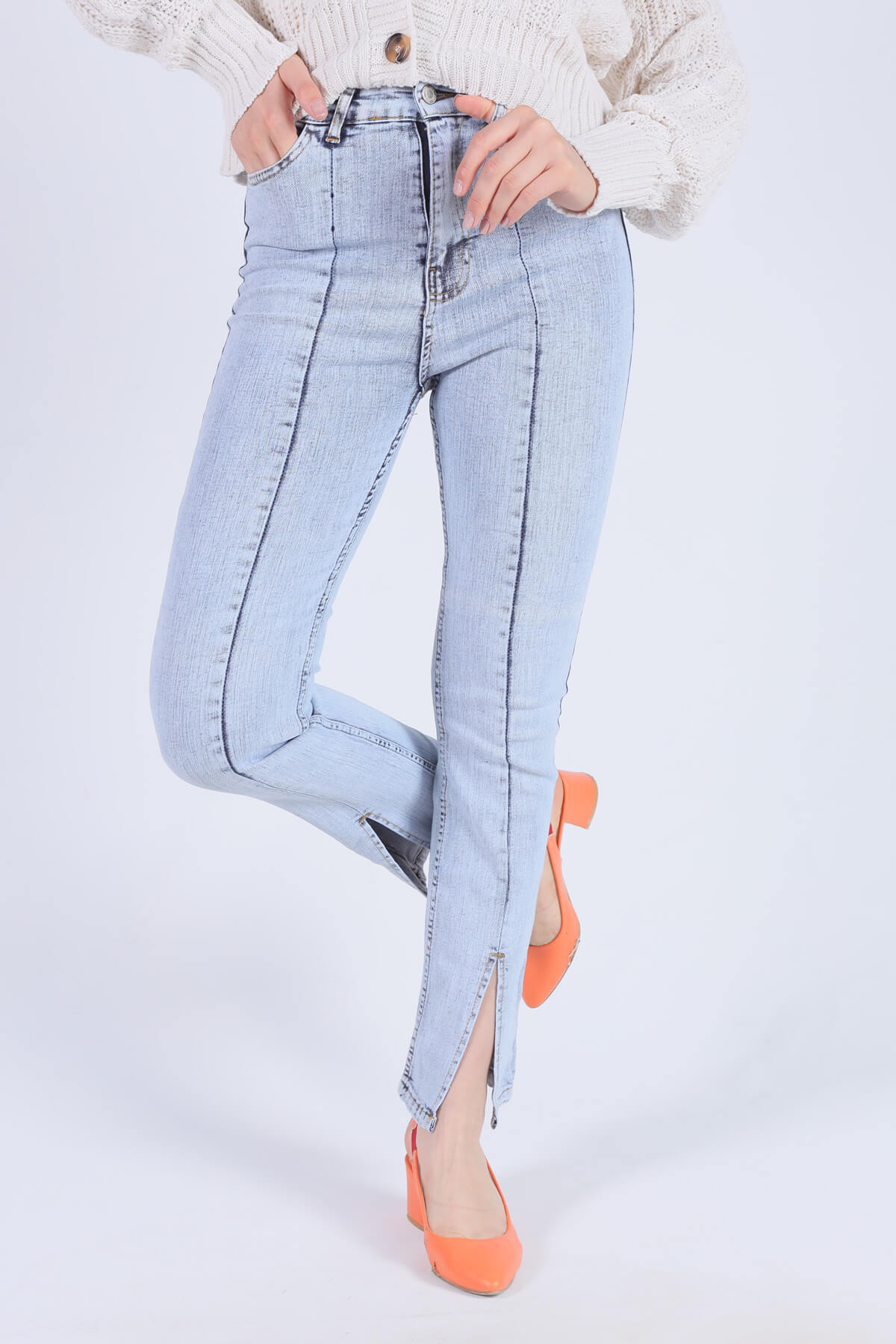 Buz Önden Yırtmaçlı Pantolon 11099 - 5