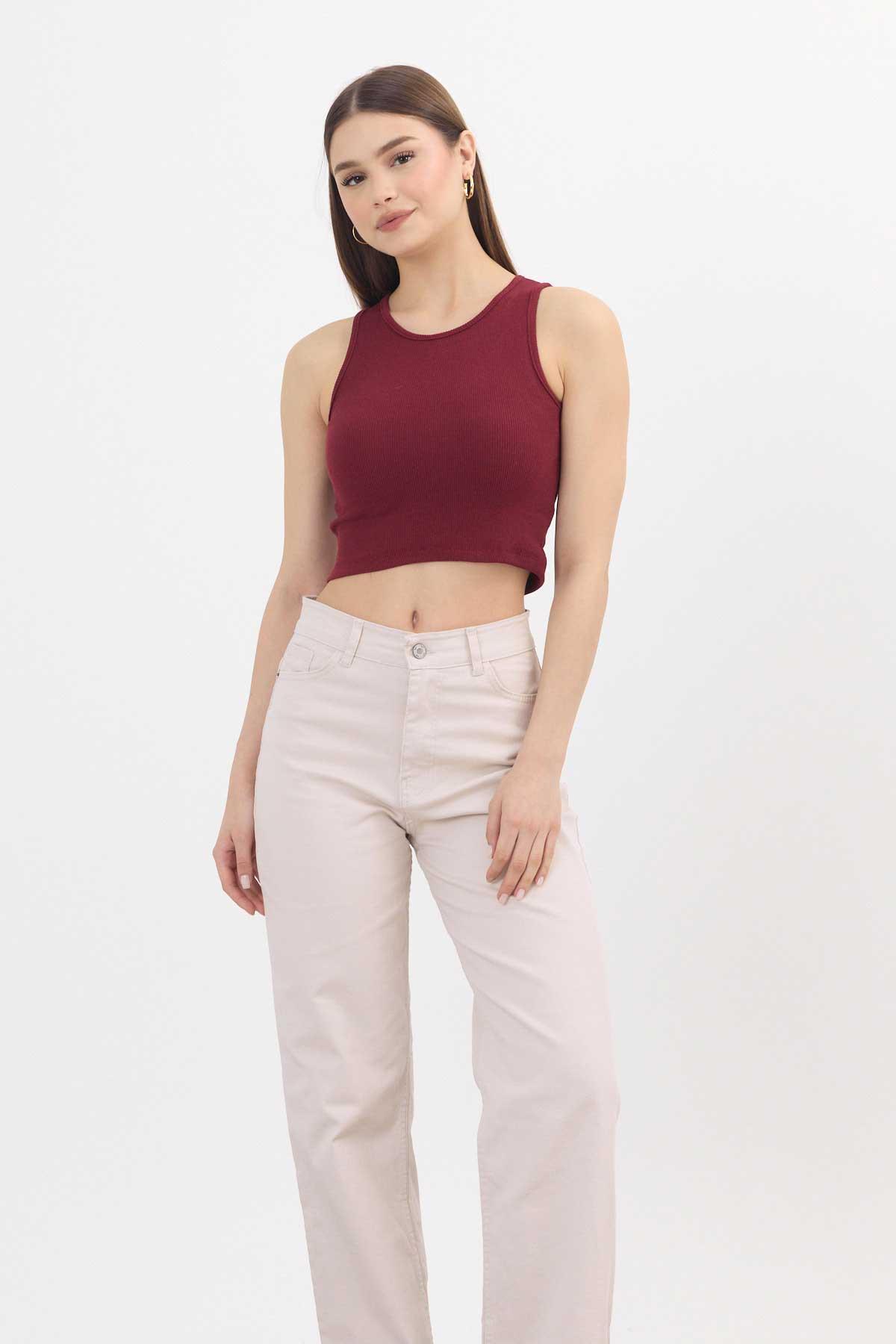 11104 Likralı Bol Paça Pantolon Bej - RAYS