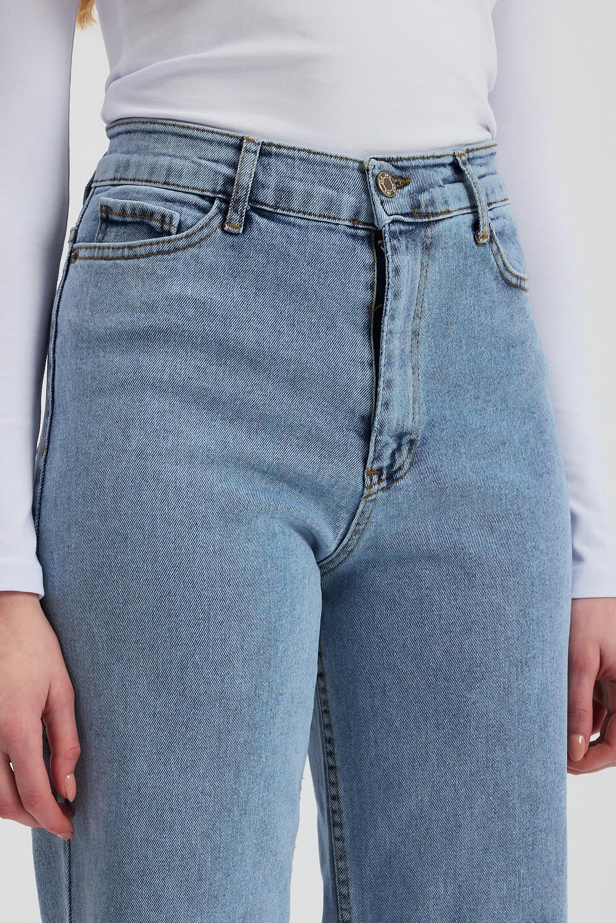 11104 Likralı Bol Paça Pantolon Buz - 4