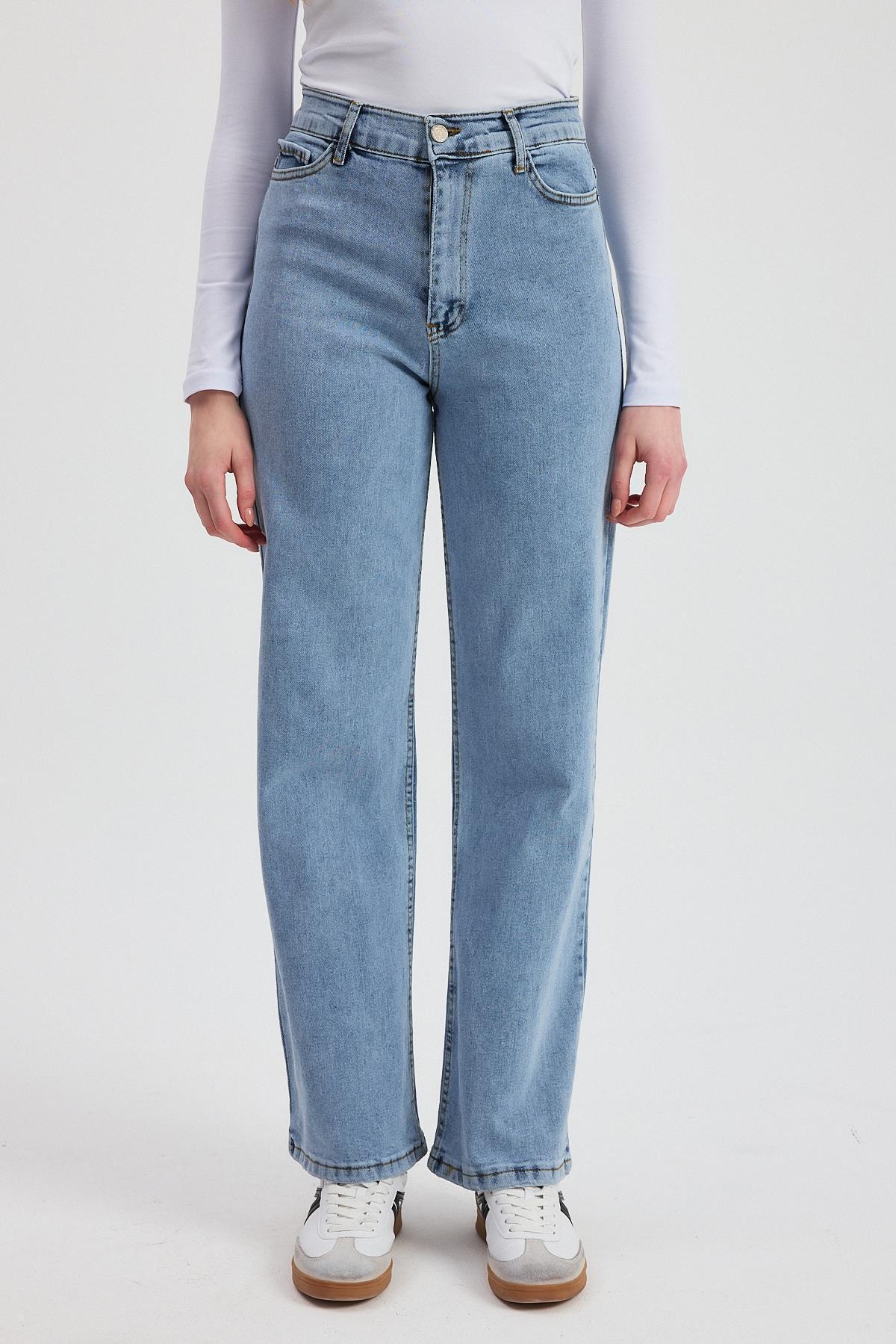 11104 Likralı Bol Paça Pantolon Buz - 2