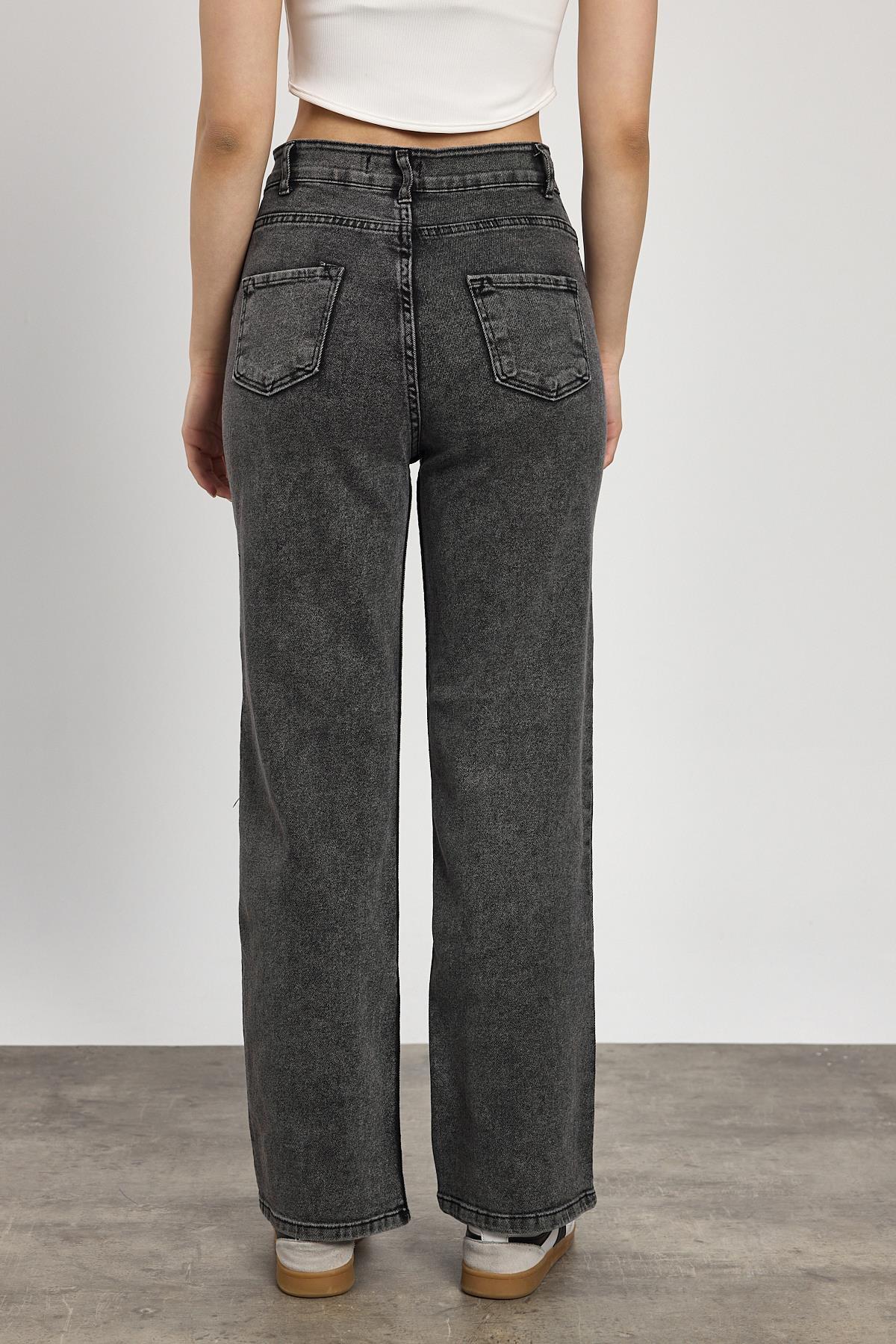 11104 Likralı Bol Paça Pantolon Füme - 5