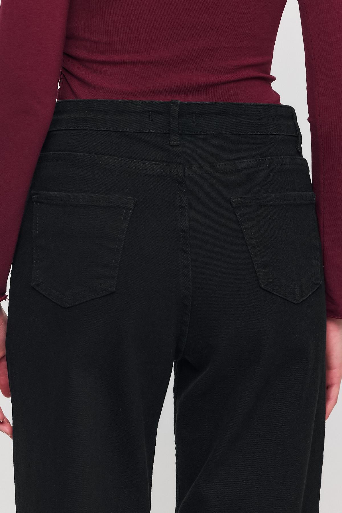 Siyah Likralı Bol Paça Pantolon 11104 - 6