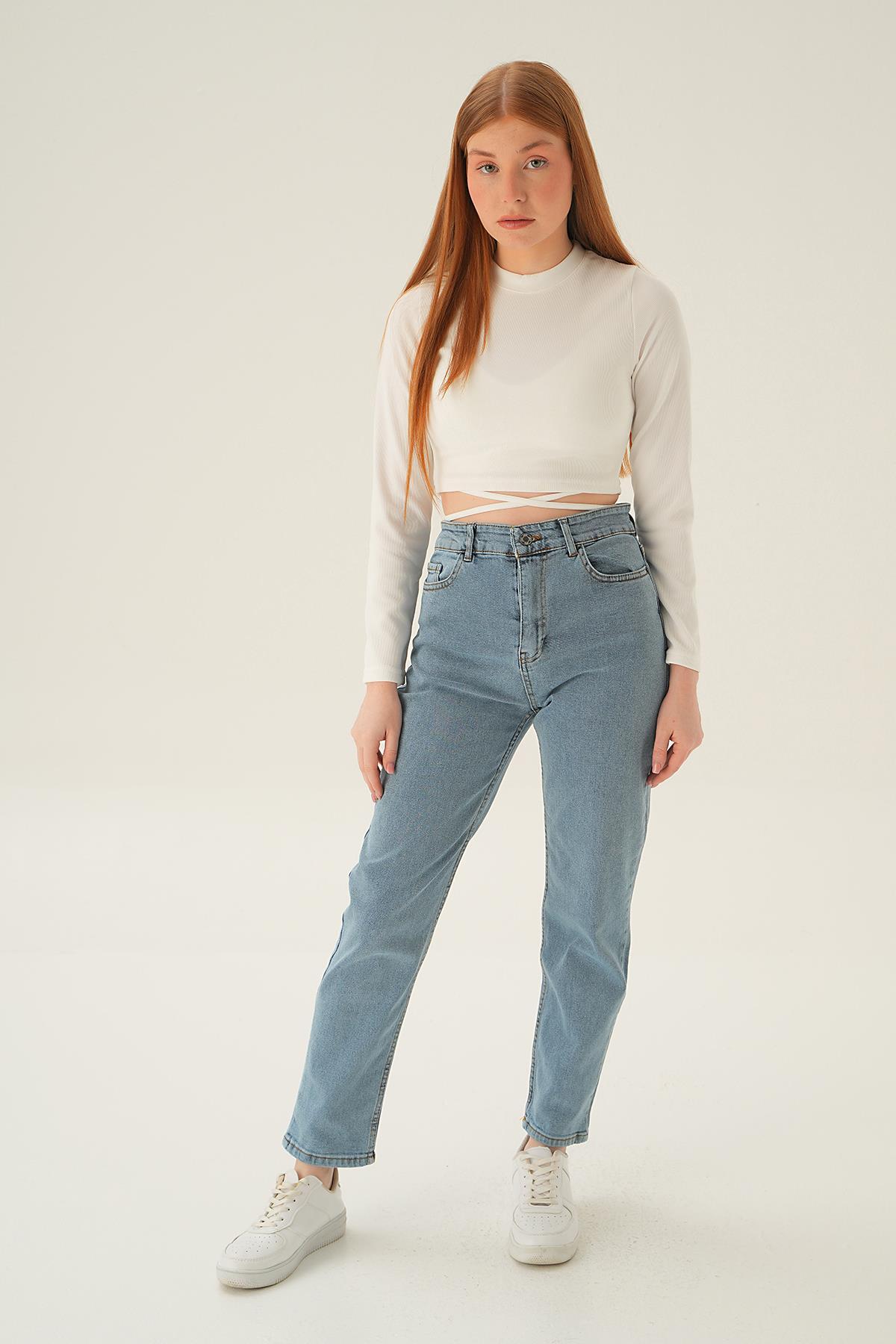 11121 Yüksek Bel Mom Jean Buz - 2