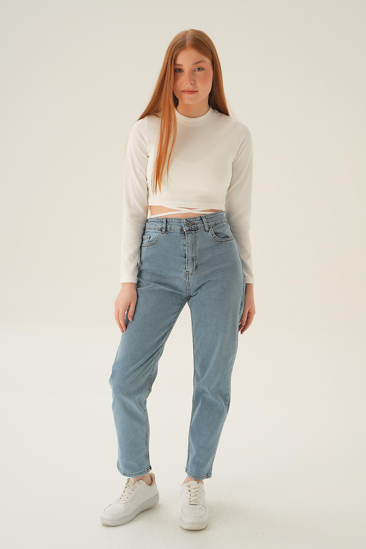 11121 Yüksek Bel Mom Jean Buz - 6