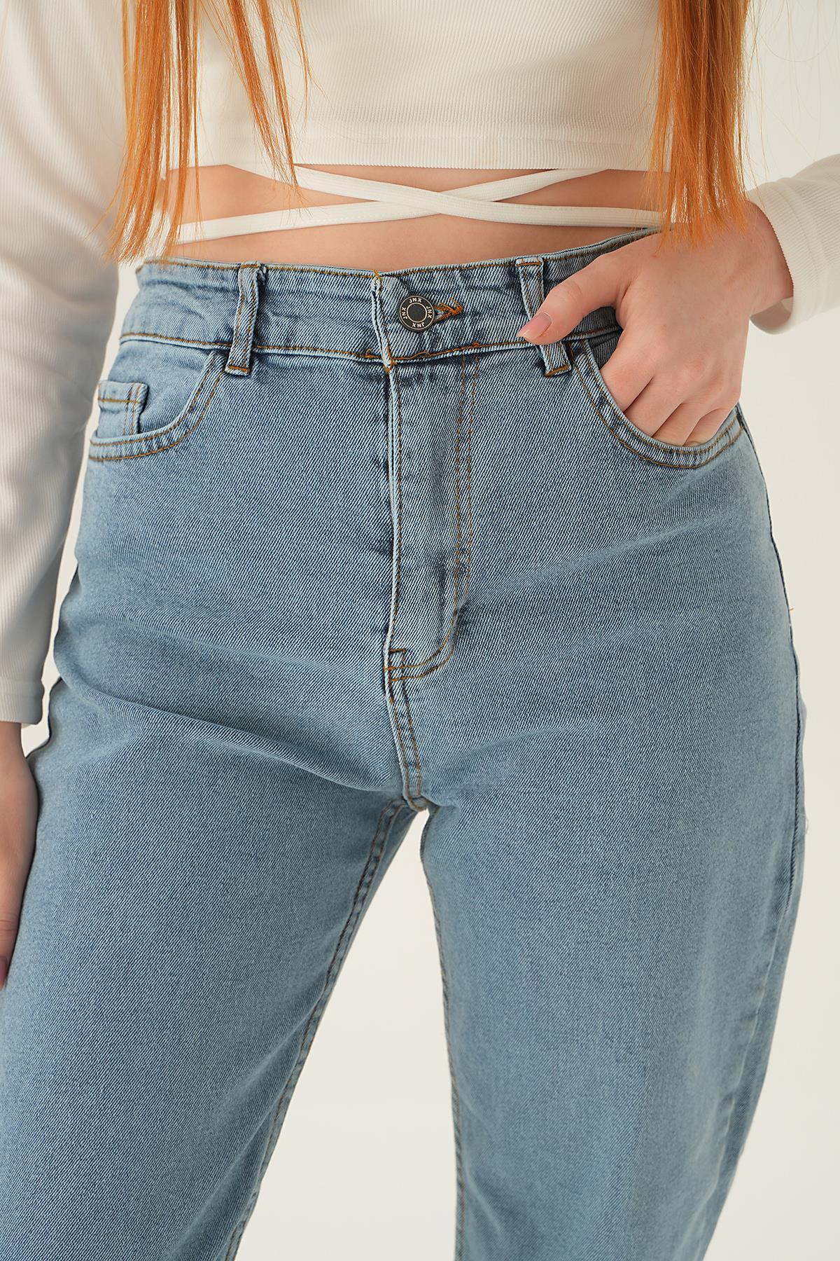 Yüksek Bel Mom Jean 11121 Buz - 5