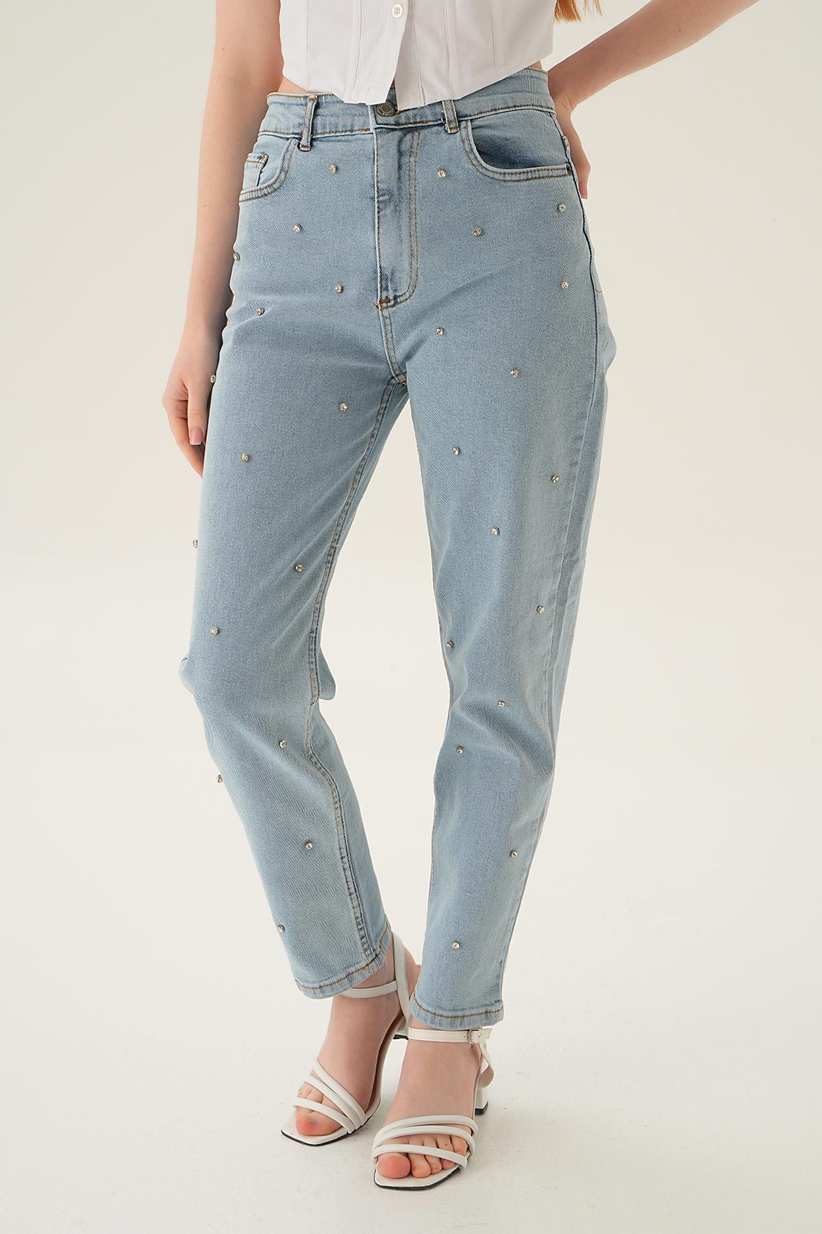 Buz Taş Detay Mom Jean 11132 - 1