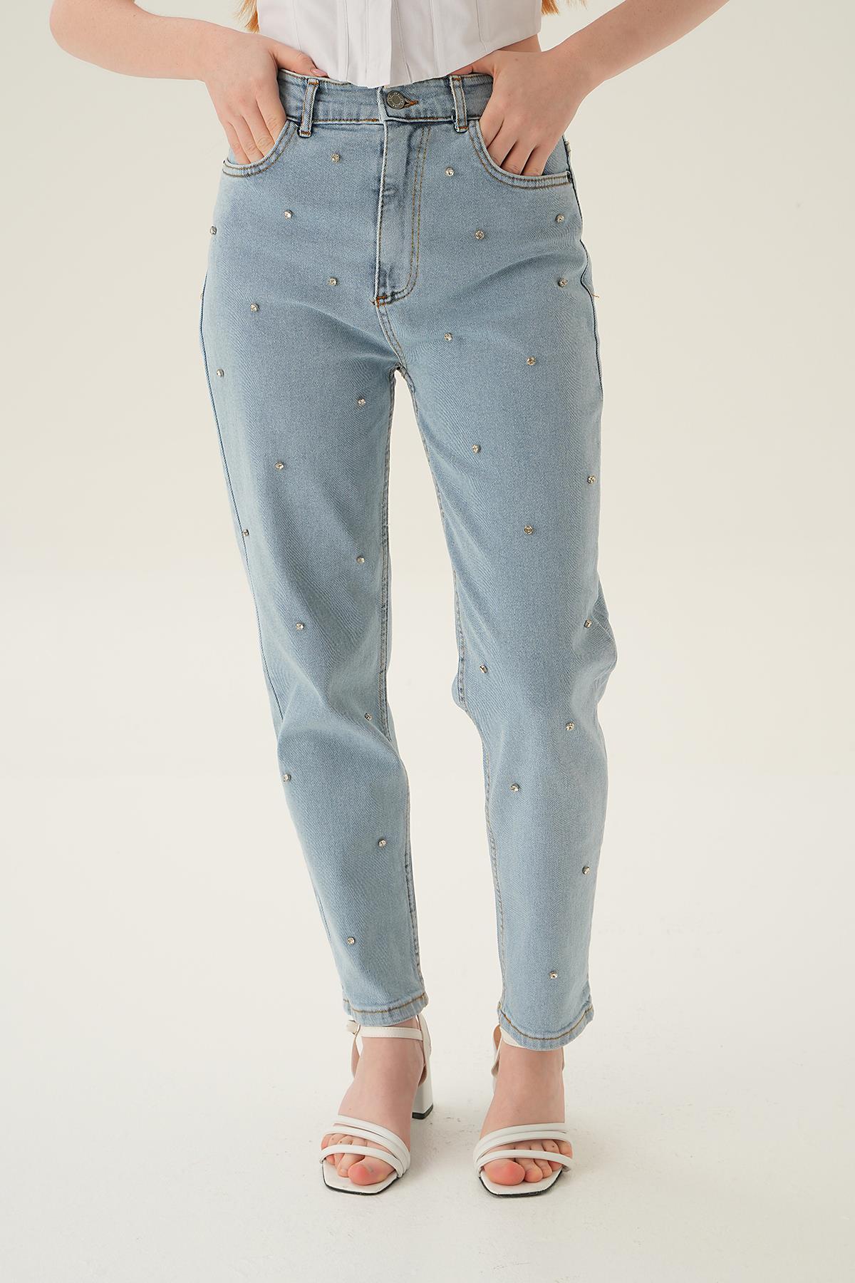 Buz Taş Detay Mom Jean 11132 - 4