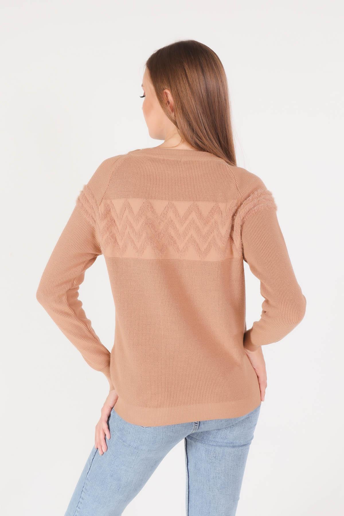 Bisküvi Zikzak Desenli Kazak 1120 - 4