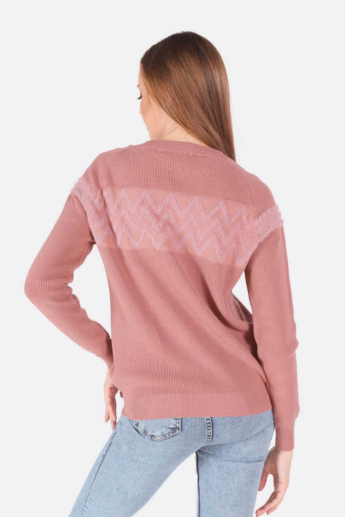 Gül Zikzak Desenli Kazak 1120 - 4