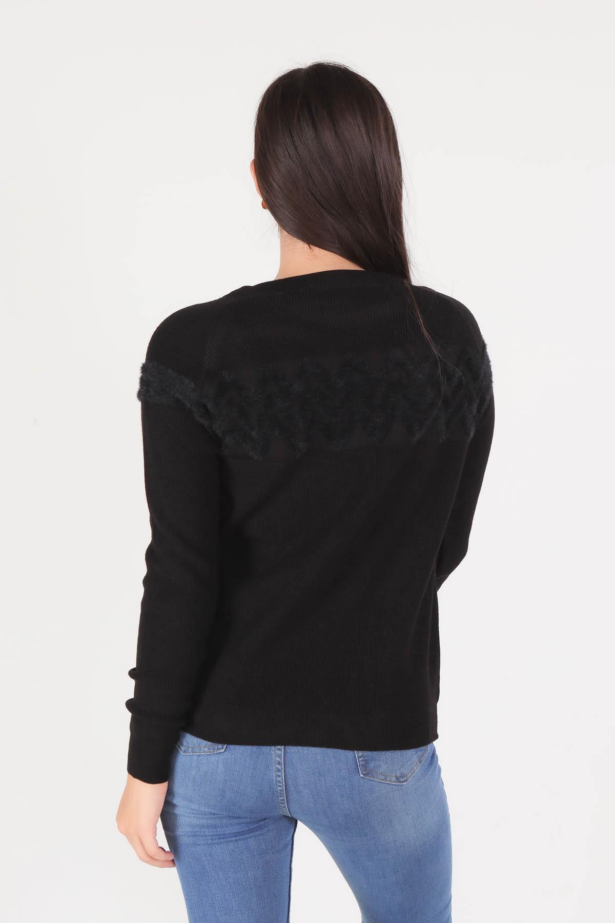 1120 Zikzak Desenli Kazak Siyah - 3