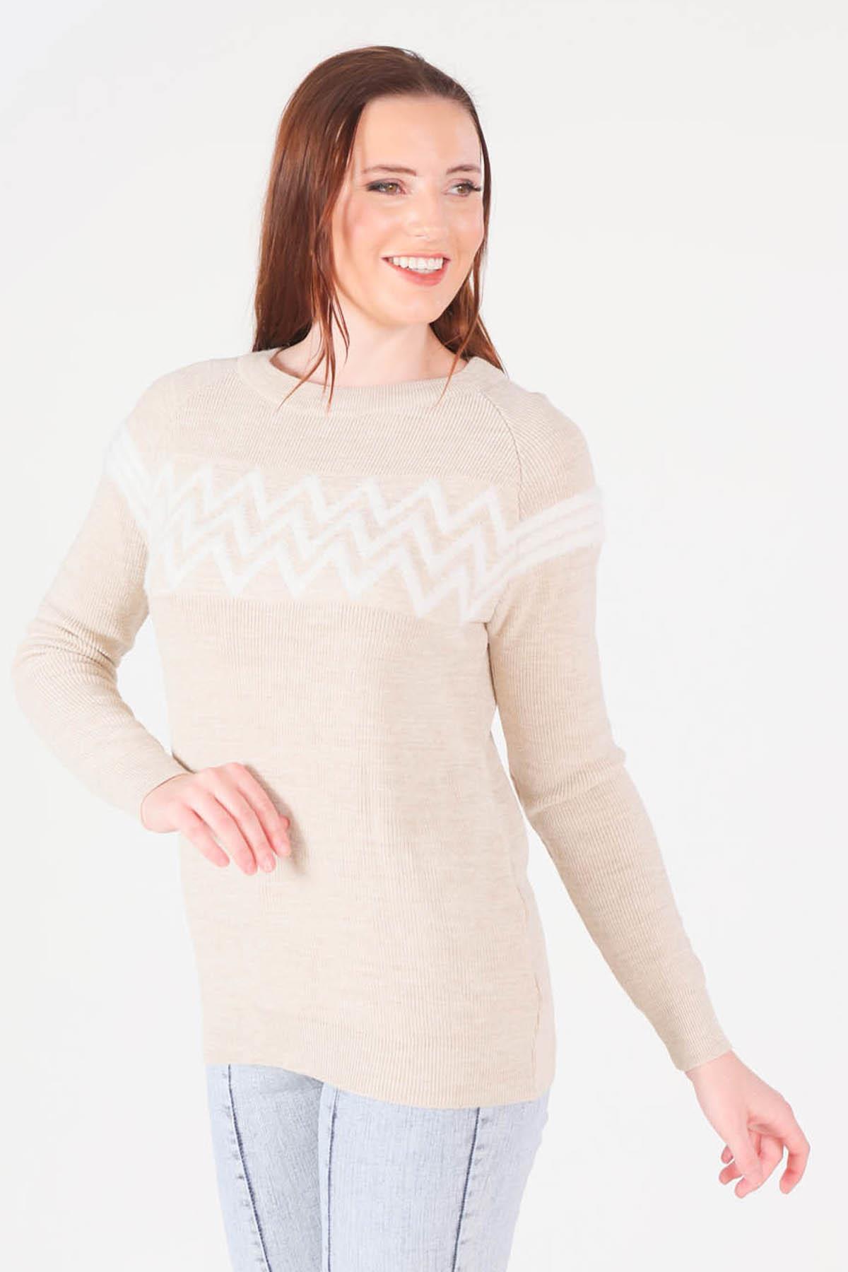 Taş Zikzak Desenli Kazak 1120 - 2