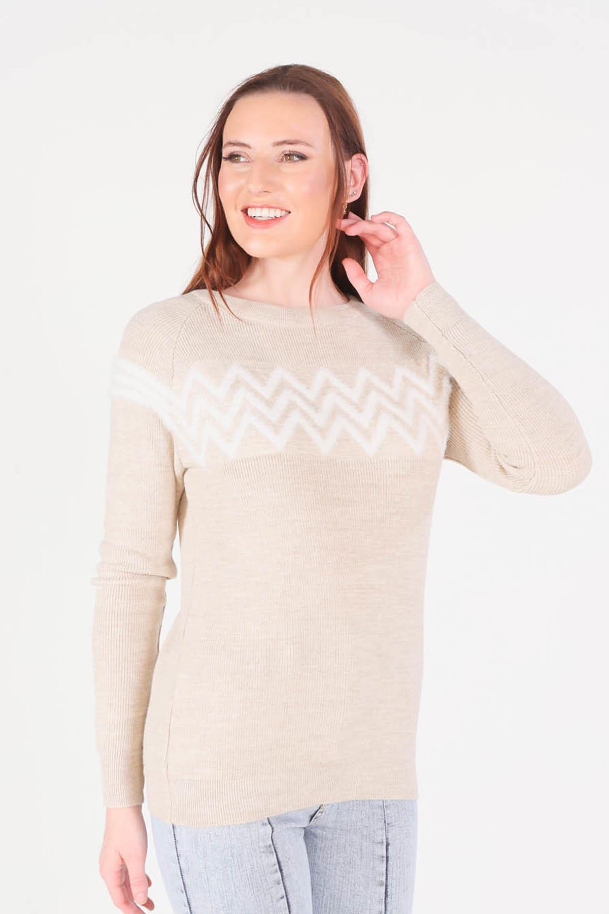 Taş Zikzak Desenli Kazak 1120 - 3