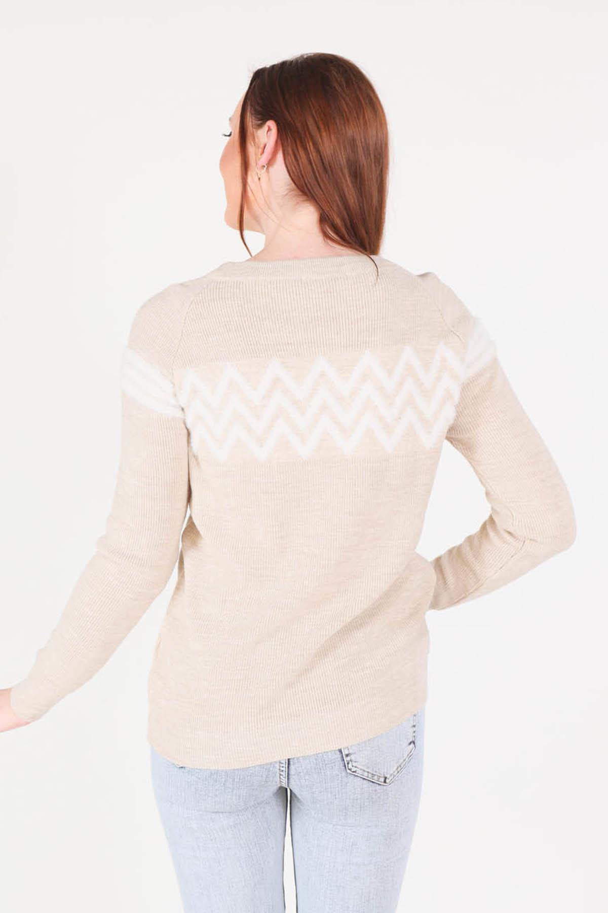 Taş Zikzak Desenli Kazak 1120 - 4