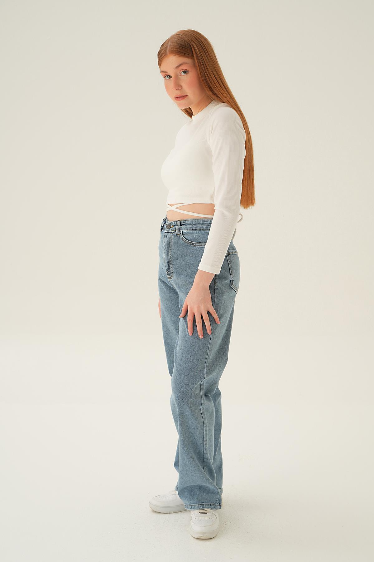 Buzkar Yüksek Bel Bol Paça Jean 11201 - 3