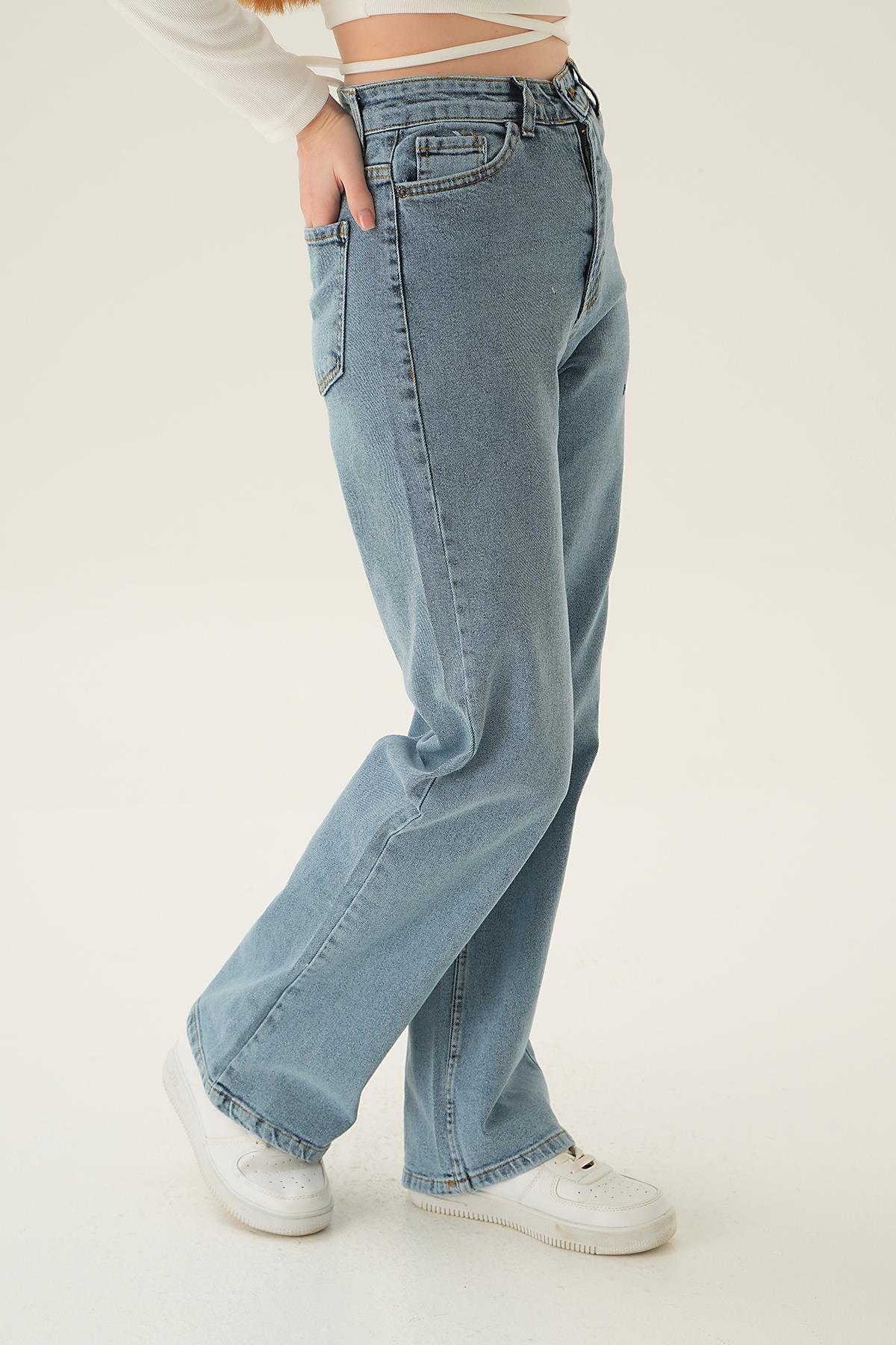 Buzkar Yüksek Bel Bol Paça Jean 11201 - 4