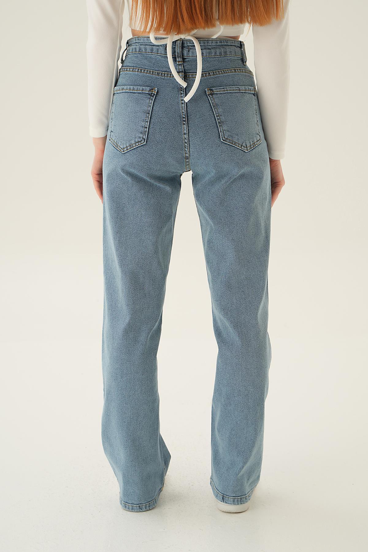 Buzkar Yüksek Bel Bol Paça Jean 11201 - 5