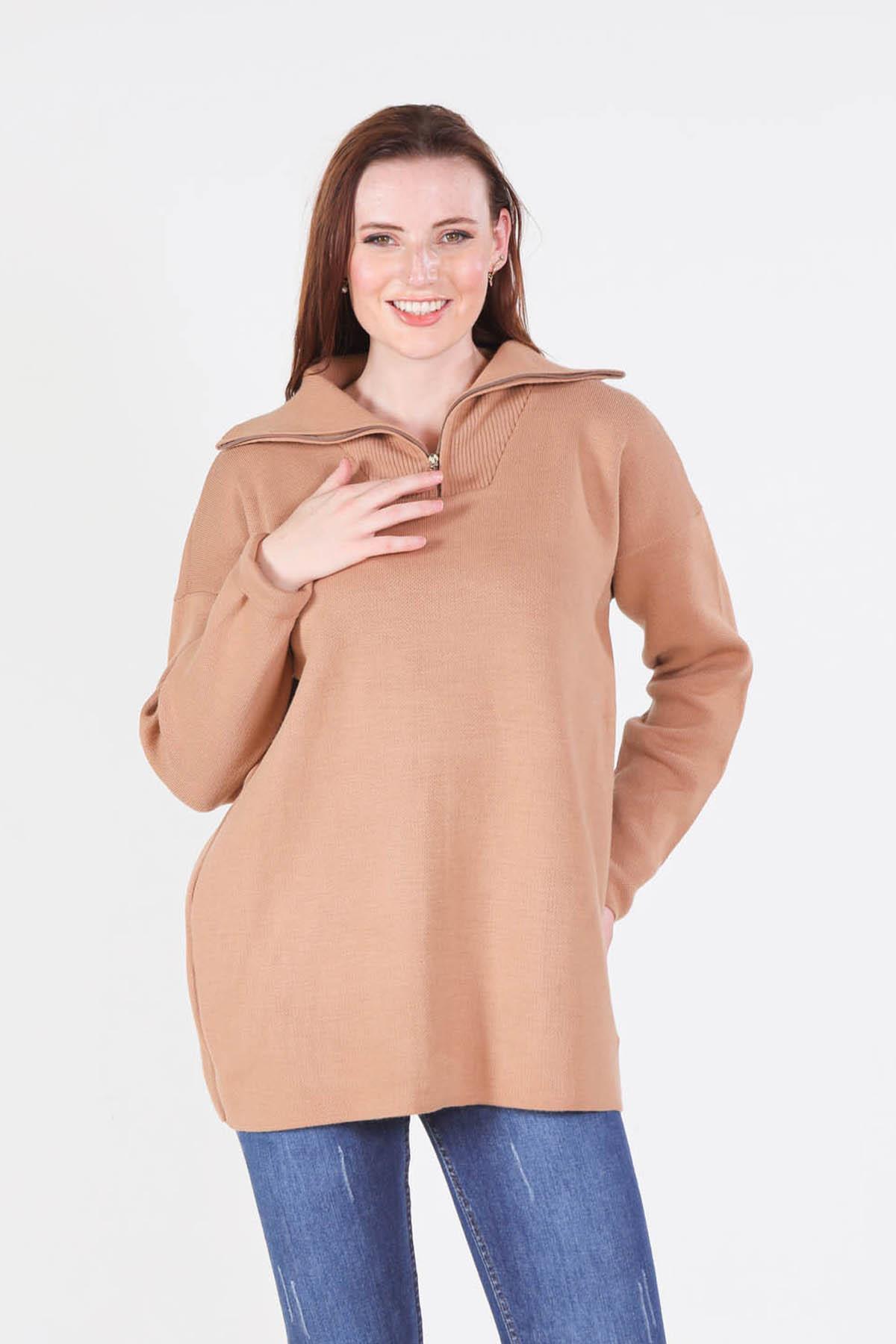 1165 Yaka Fermuarlı Kazak Bisküvi - 2