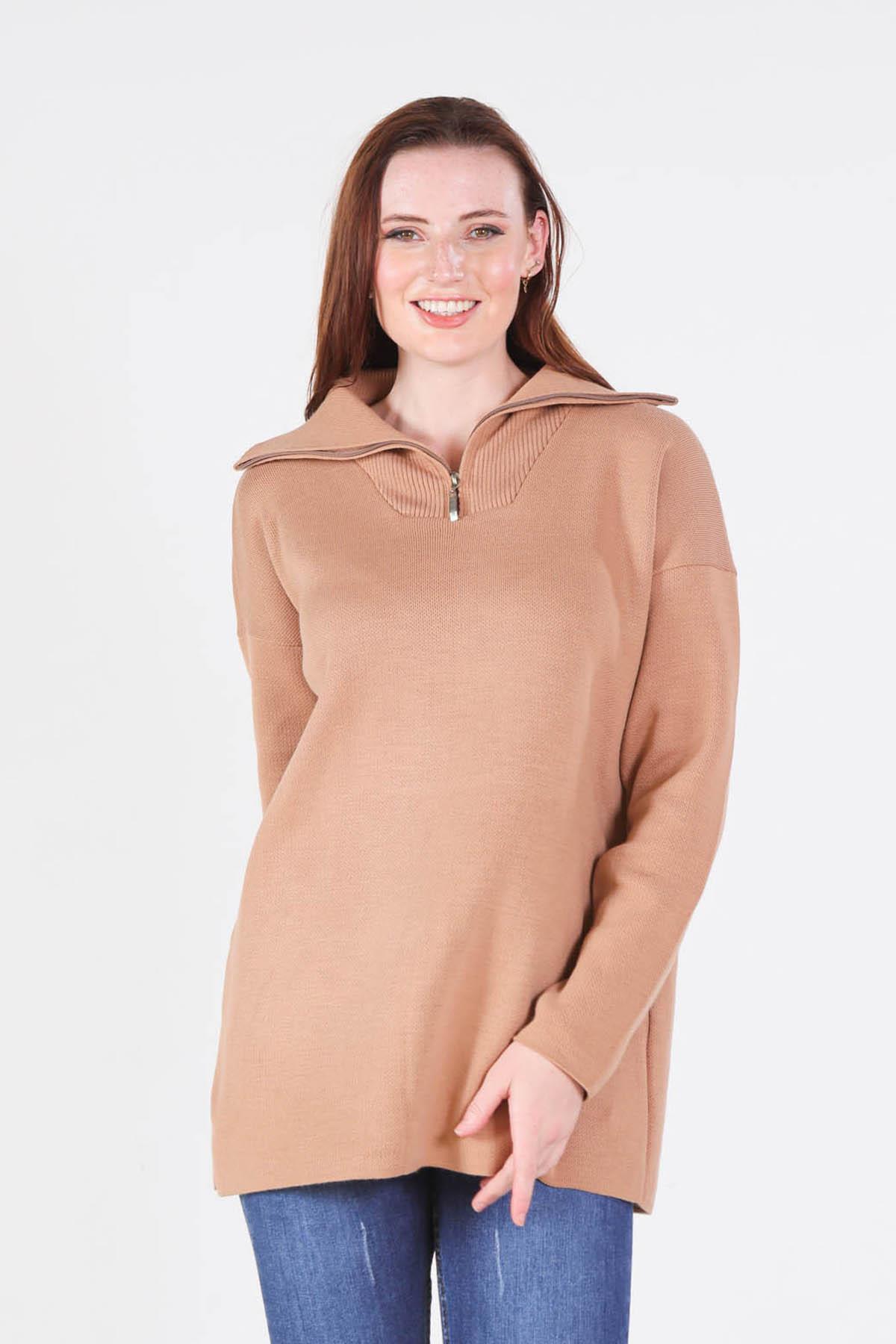 Bisküvi Yaka Fermuarlı Kazak 1165 - 3