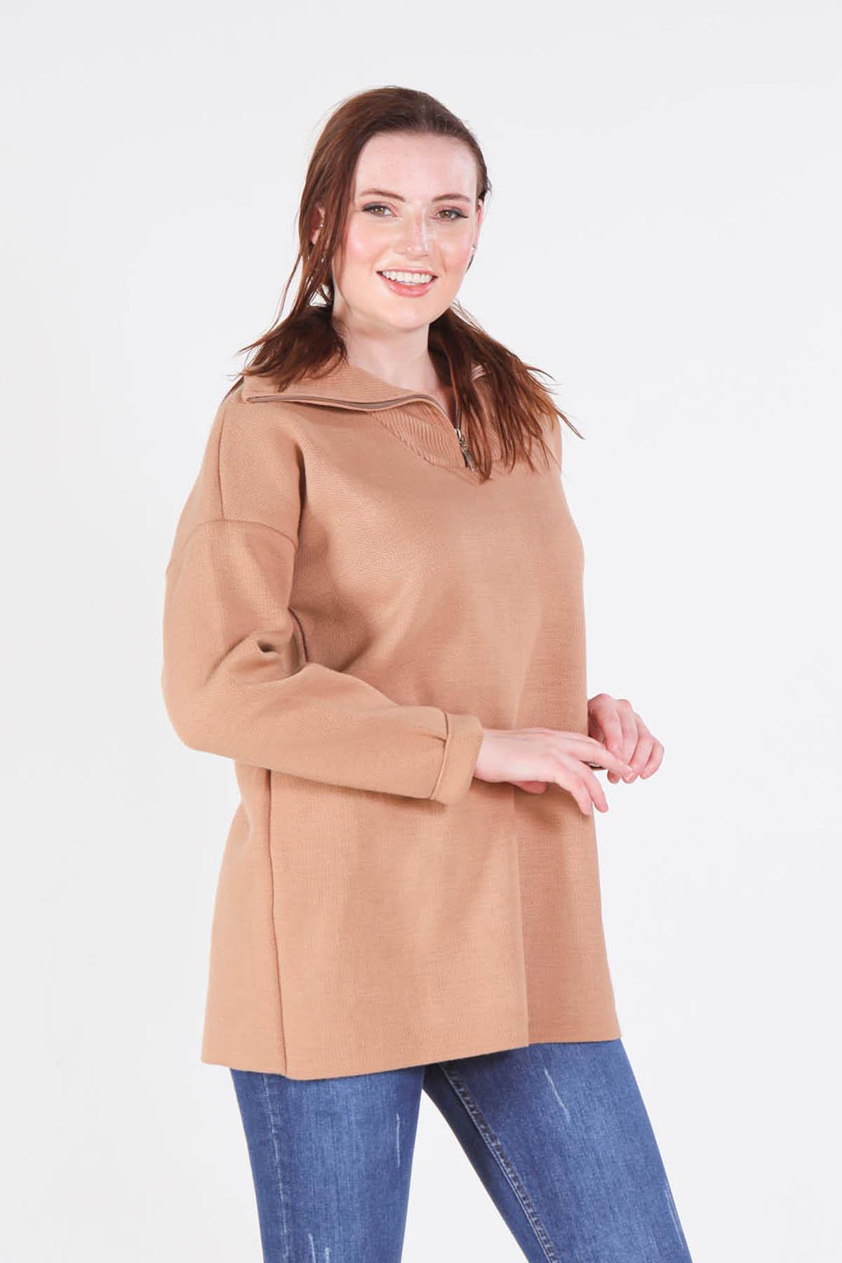 Bisküvi Yaka Fermuarlı Kazak 1165 - 6