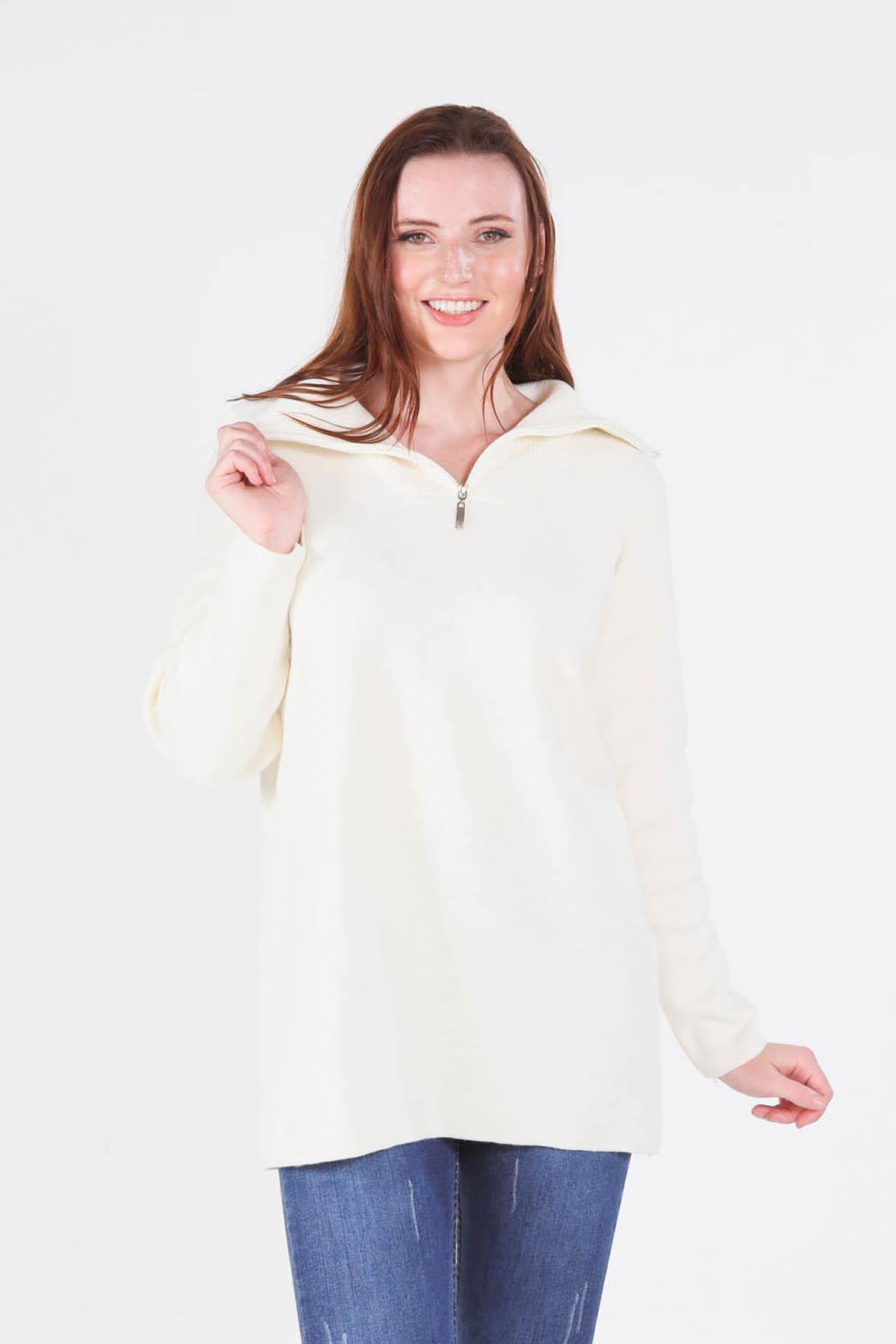 1165 Yaka Fermuarlı Kazak Kemik - 4