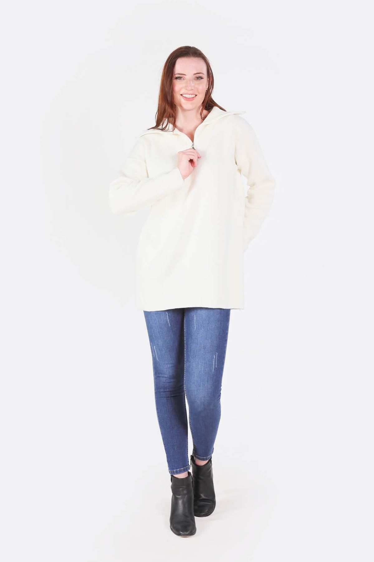 1165 Yaka Fermuarlı Kazak Kemik - 2