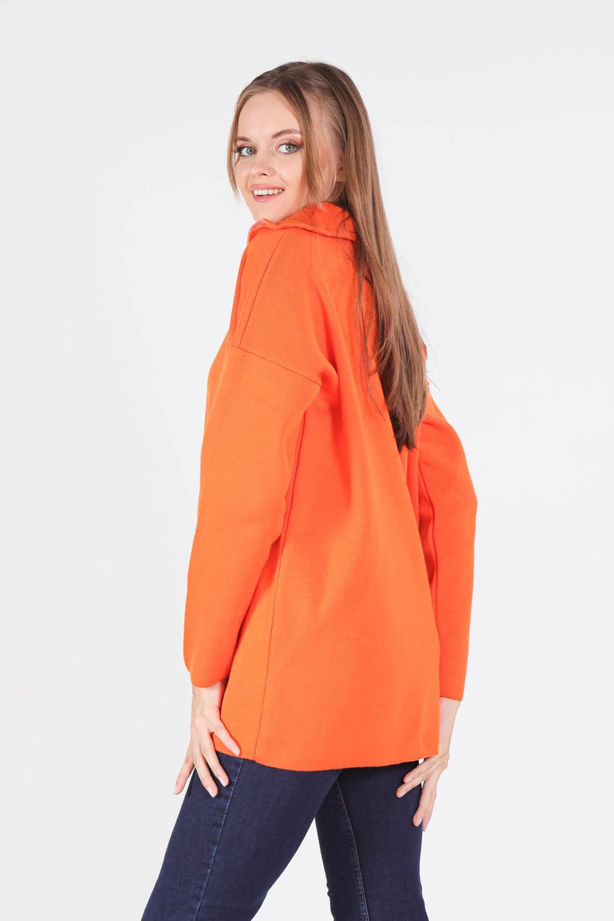 Orange Yaka Fermuarlı Kazak 1165 - 4