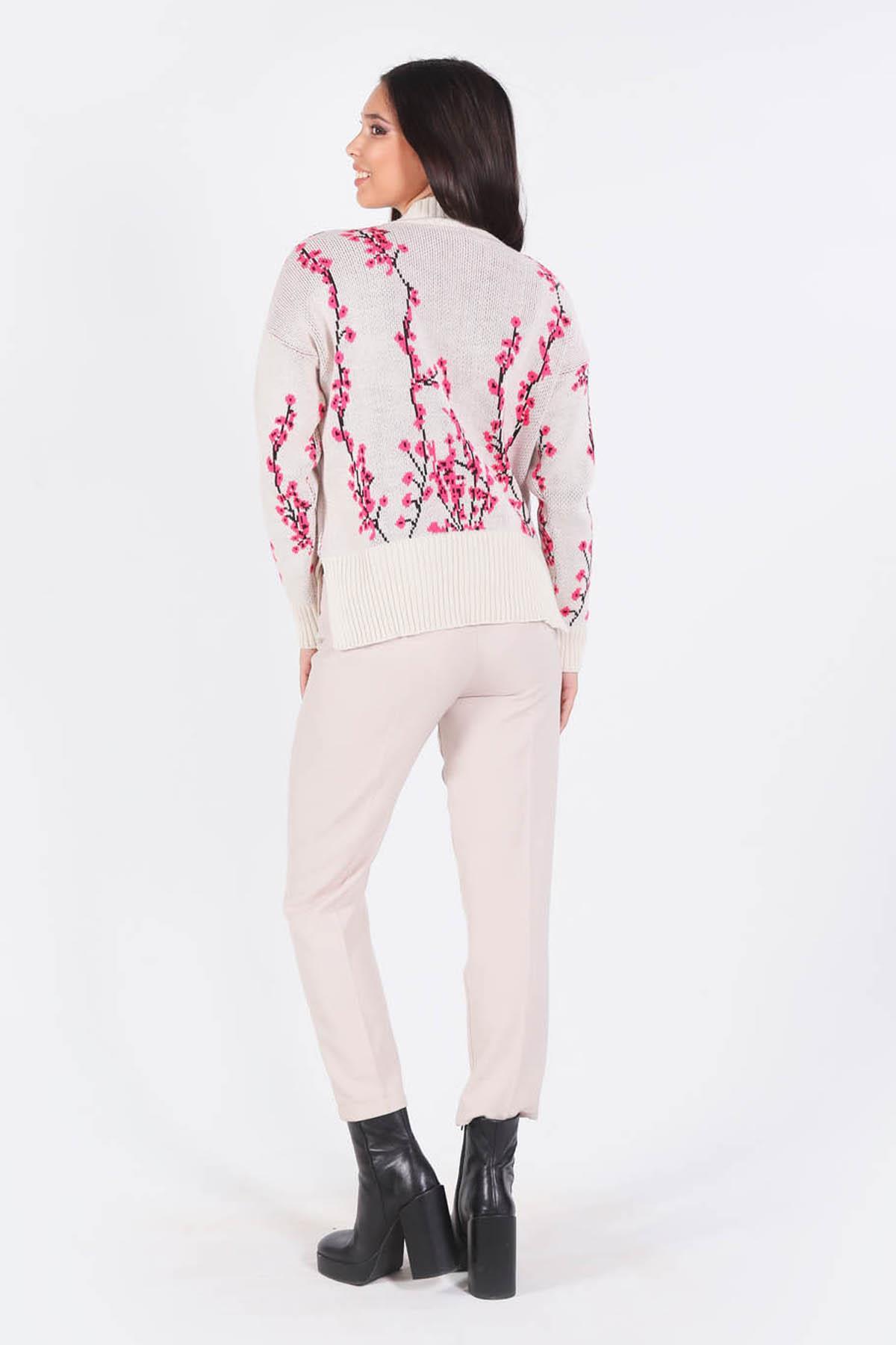 1180 Çiçek Desenli Kazak Kemik - 4