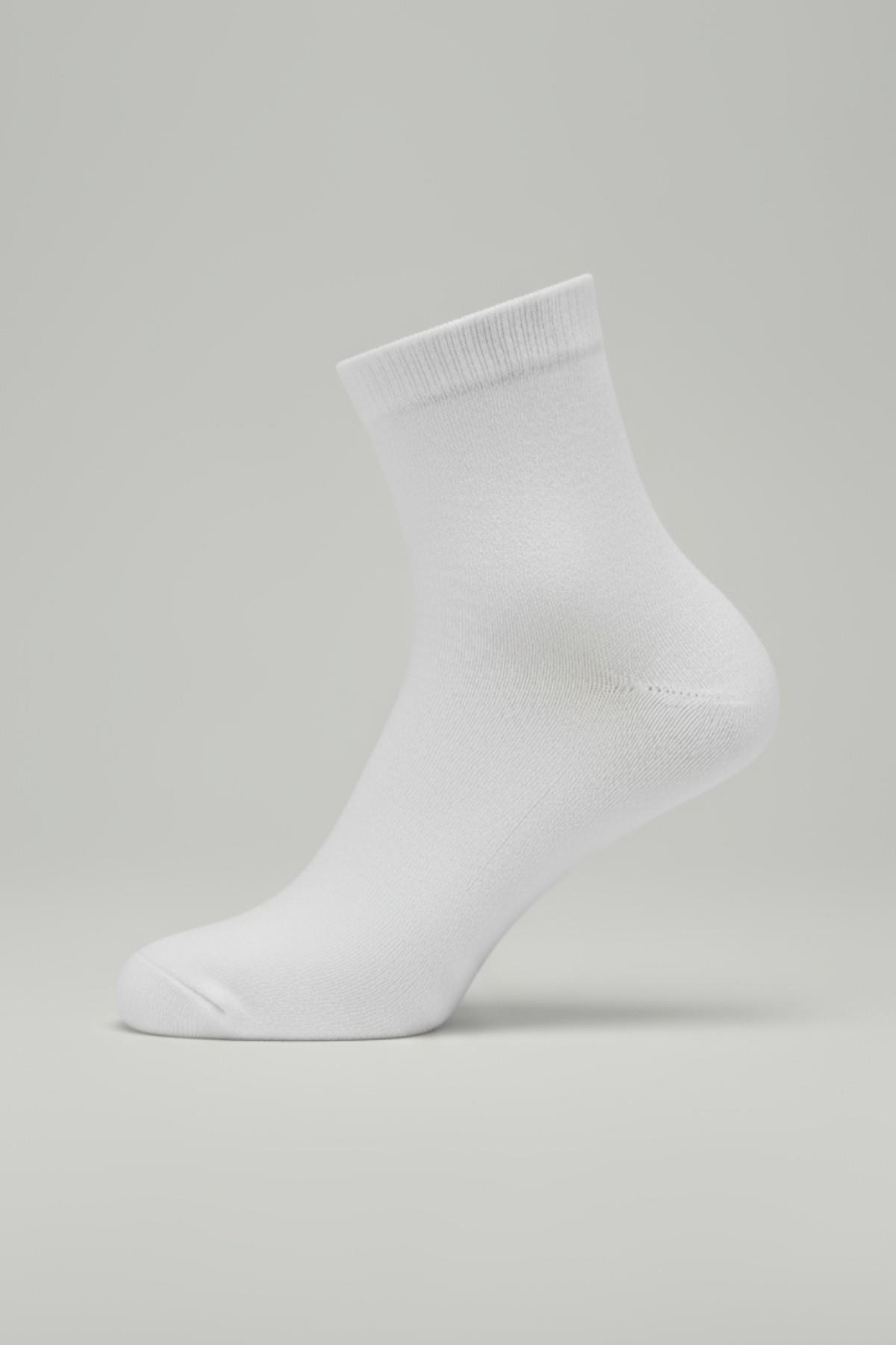 12 Çift Kadın Beyaz Esnek Pamuklu Örme Soket Çorap 1021 - RAYS