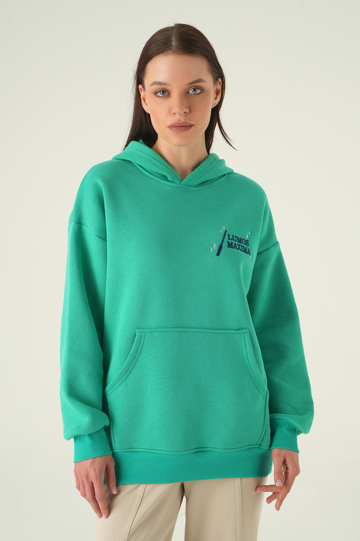 1203 Kapüşonlu Sweat Yeşil - 2