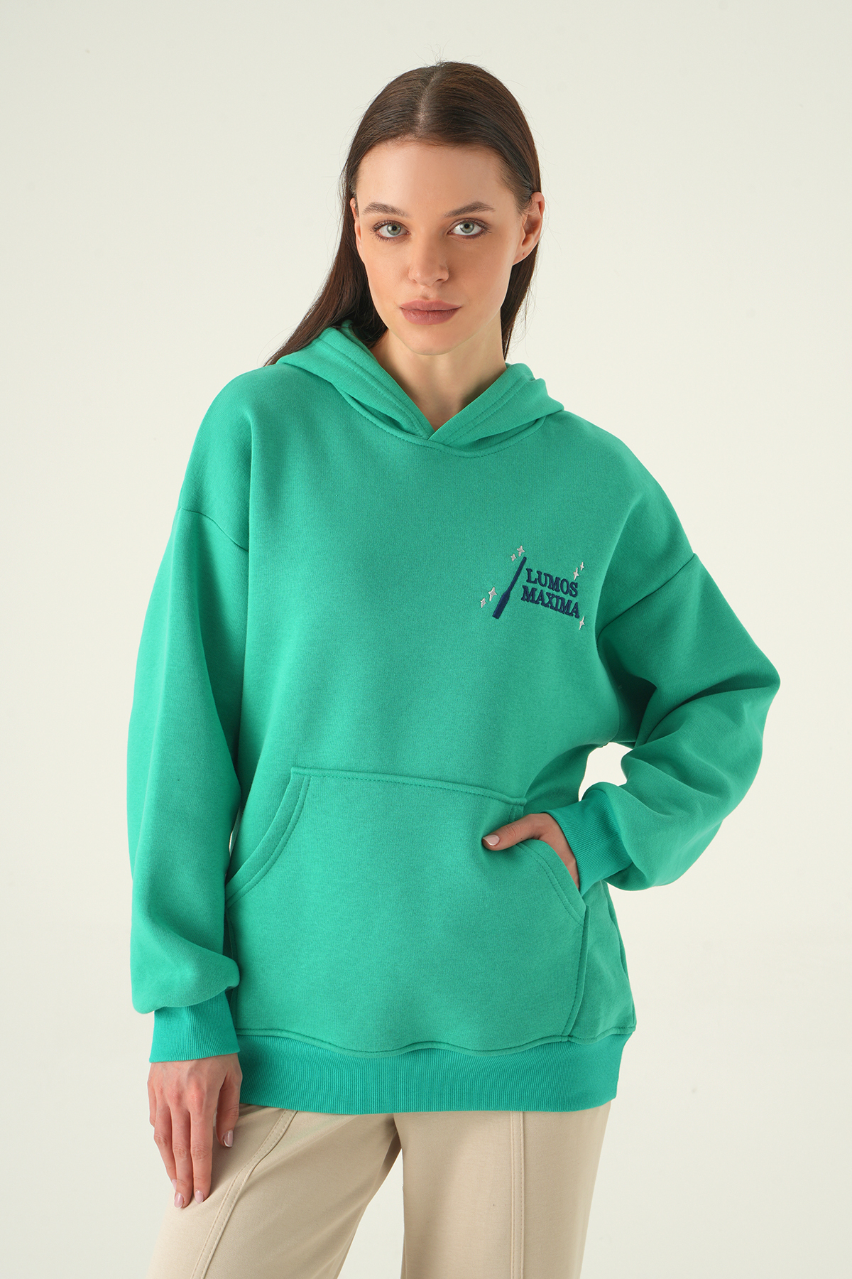 Yeşil Kapüşonlu Sweat 1203 