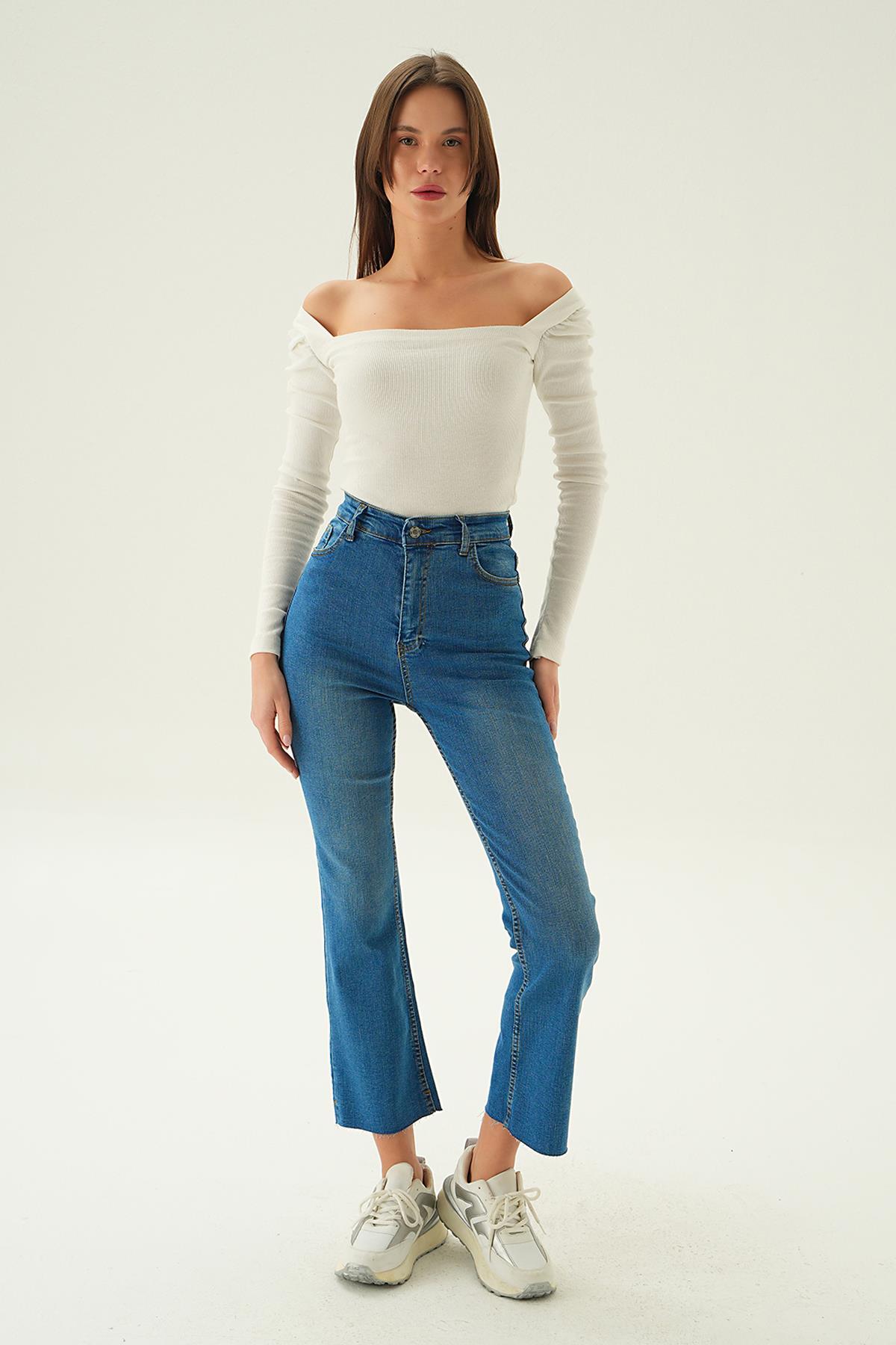 Mavi 12032 Paçası Kesik Straight Jean - 6