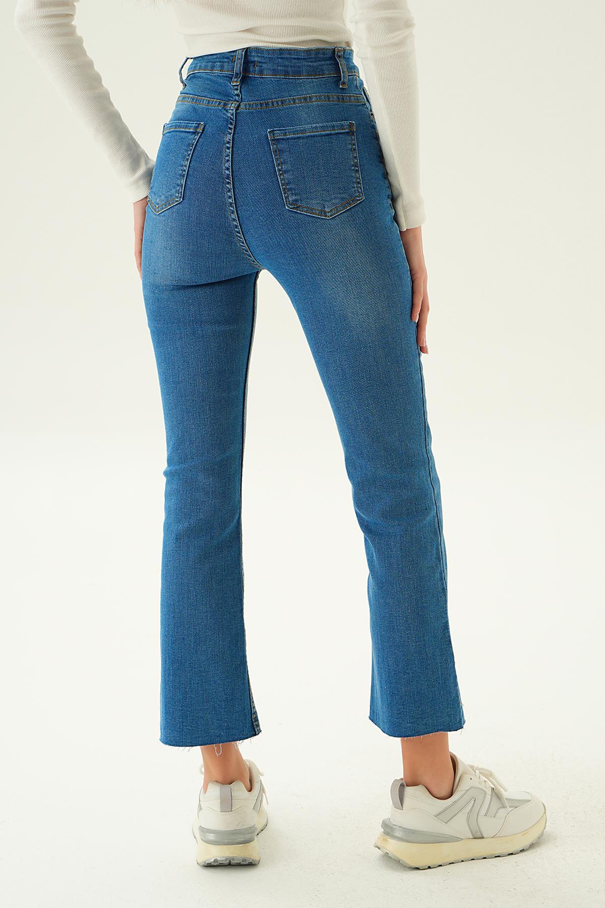 Mavi 12032 Paçası Kesik Straight Jean - 3