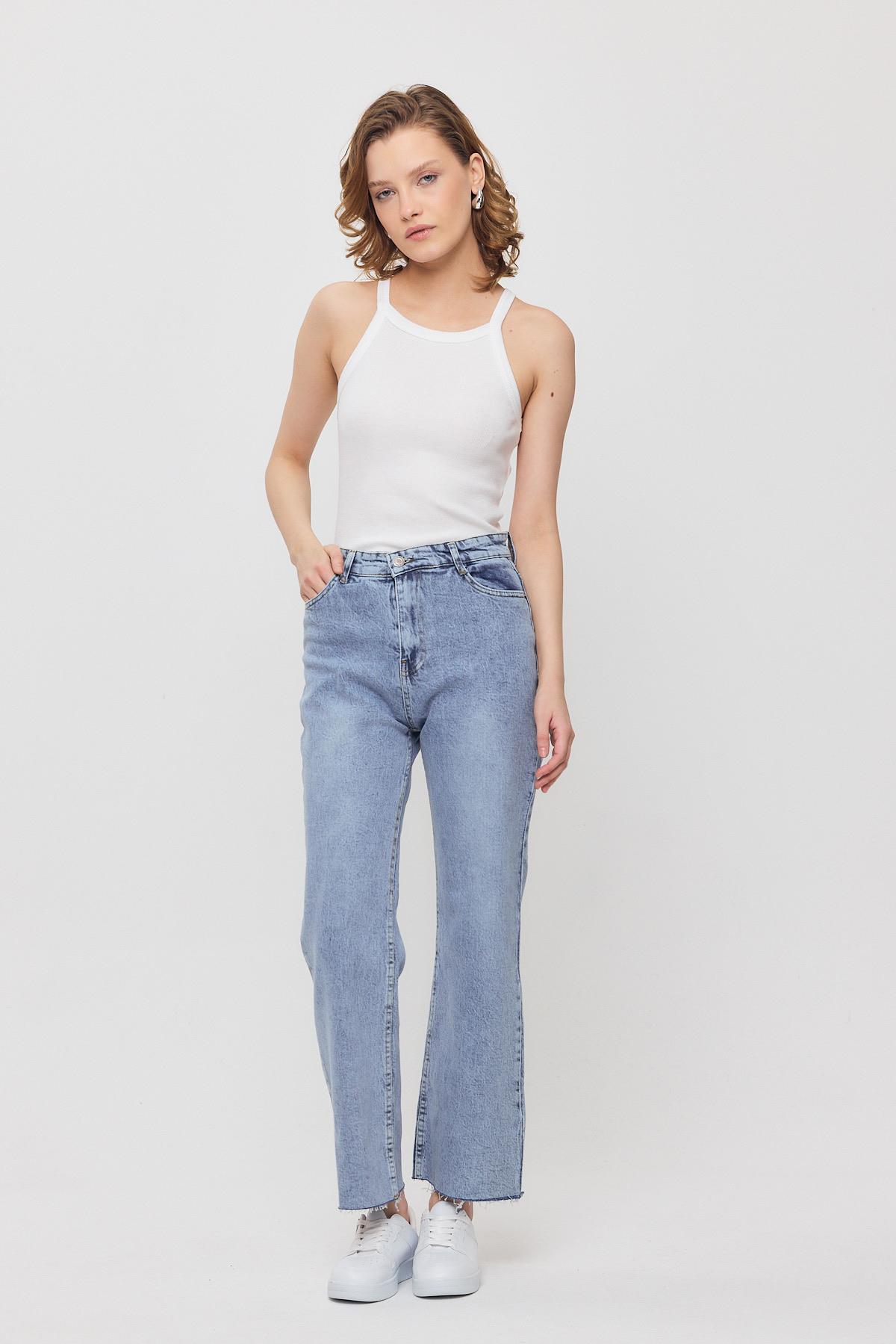 Buzkar 12032 Paçası Kesik Straight Jean - 6