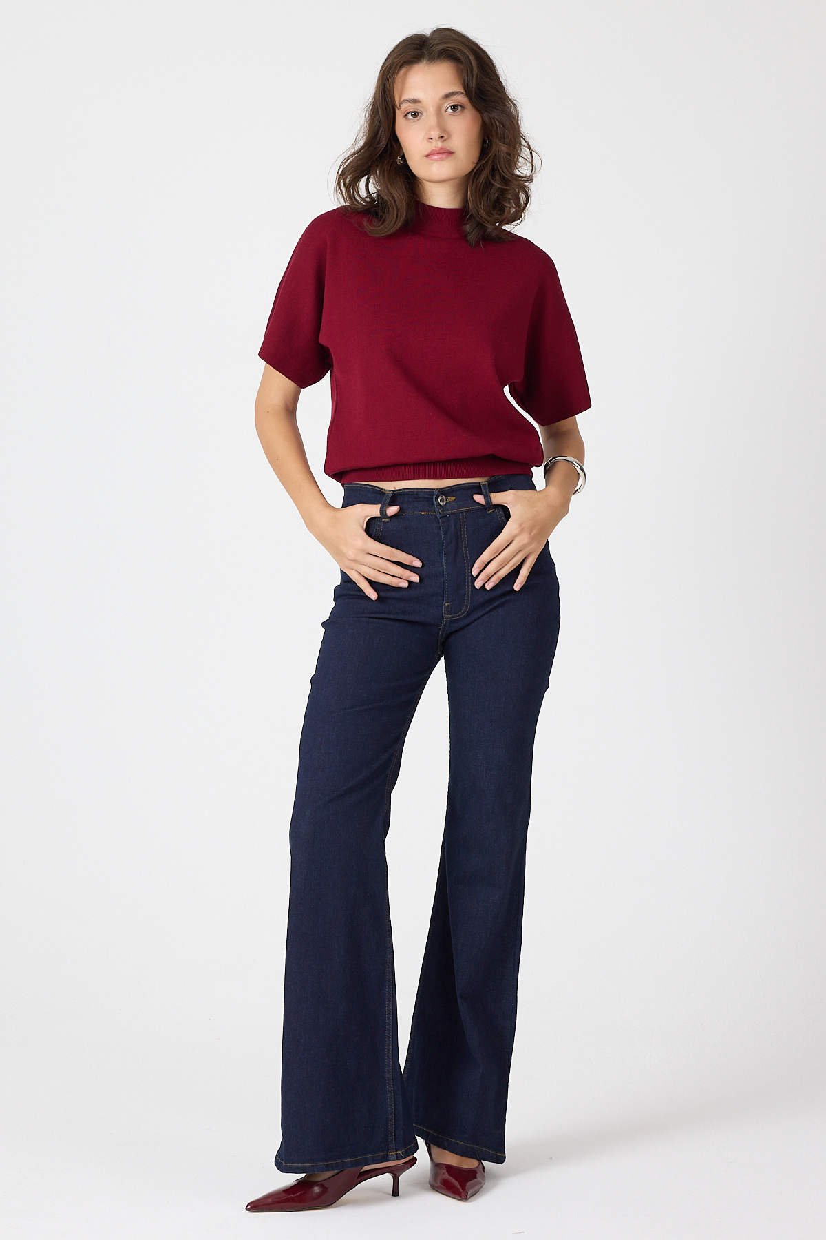 Laci Yüksek Bel Flare Kesim Kadın Jean Pantolon 12036 - 1